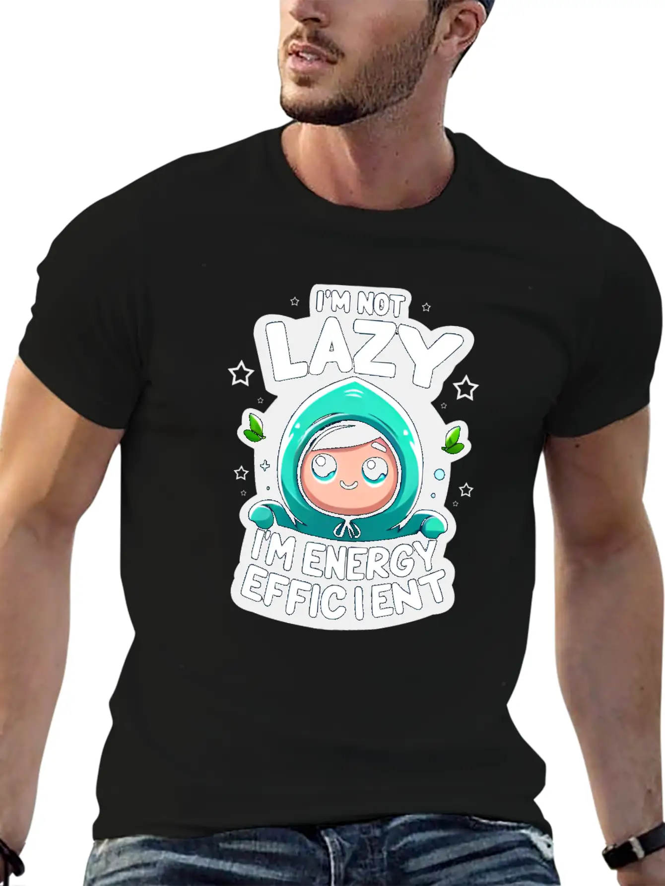 I'm Not Lazy I'm Energy Efficient Lightweight Cotton T-Shirt – Daily Comfort Graphic Shirt