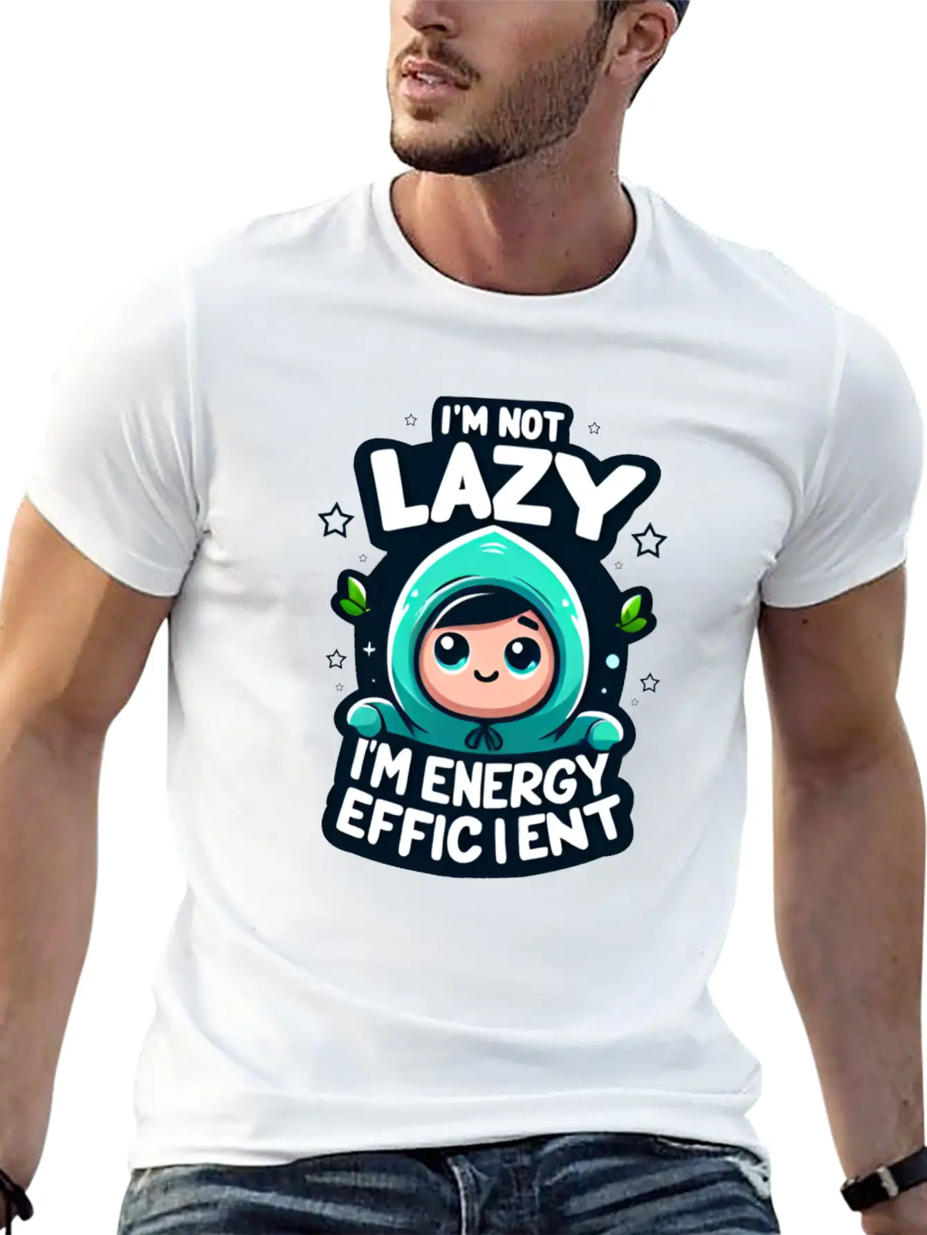 I'm Not Lazy I'm Energy Efficient Lightweight Cotton T-Shirt – Daily Comfort Graphic Shirt