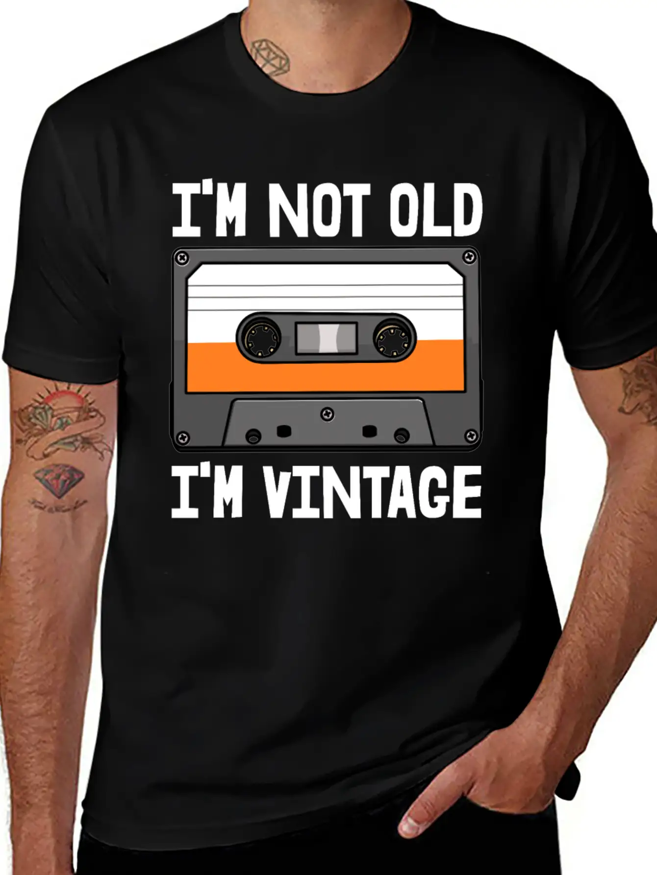 I'm Not Old I'm Vintage Cassette Simple Everyday Graphic Tee – Lightweight Summer Wear