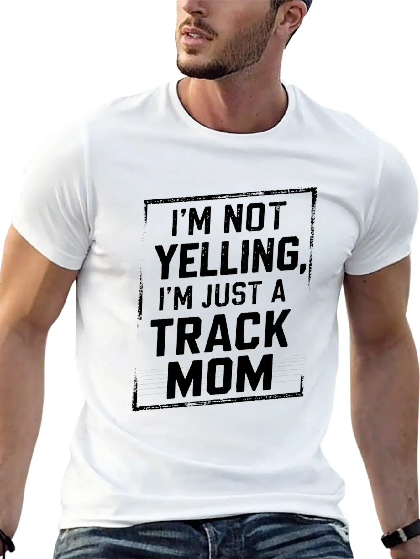 I'm Not Yelling, I'm Just A Track Mom Basic Graphic T-Shirt – Daily Comfort In Soft Cotton