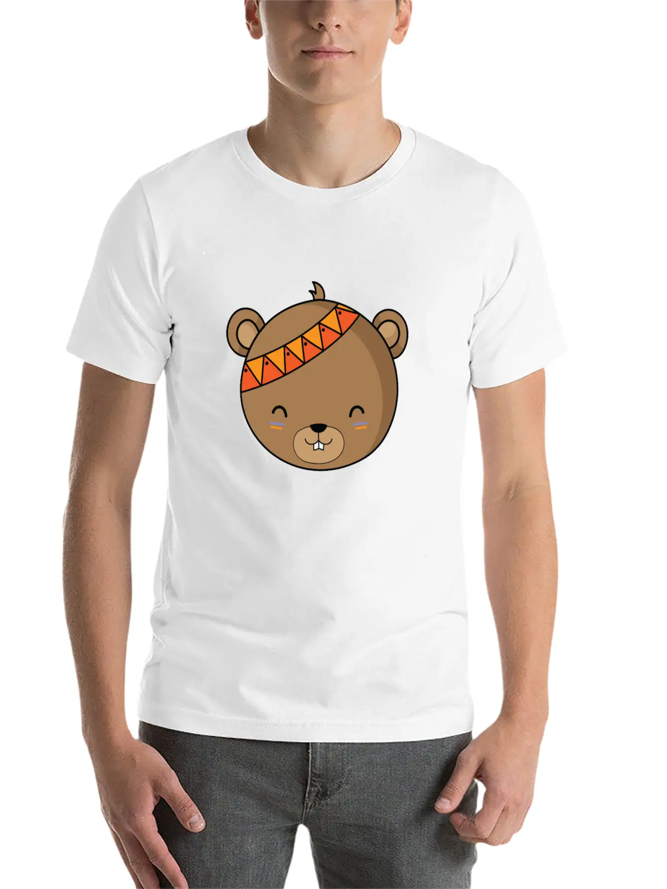 Indian Bear With Headband Stylish Everyday T-Shirt – Unisex Basic Cotton Tee
