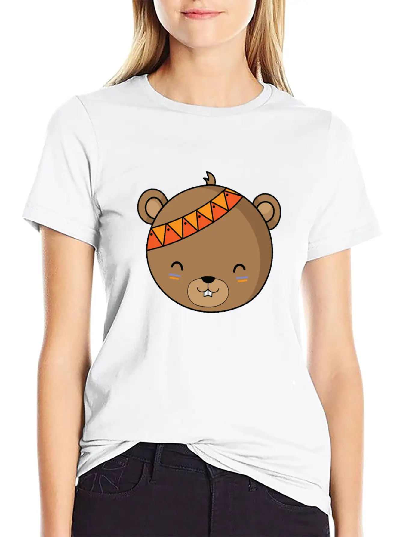 Indian Bear With Headband Stylish Everyday T-Shirt – Unisex Basic Cotton Tee