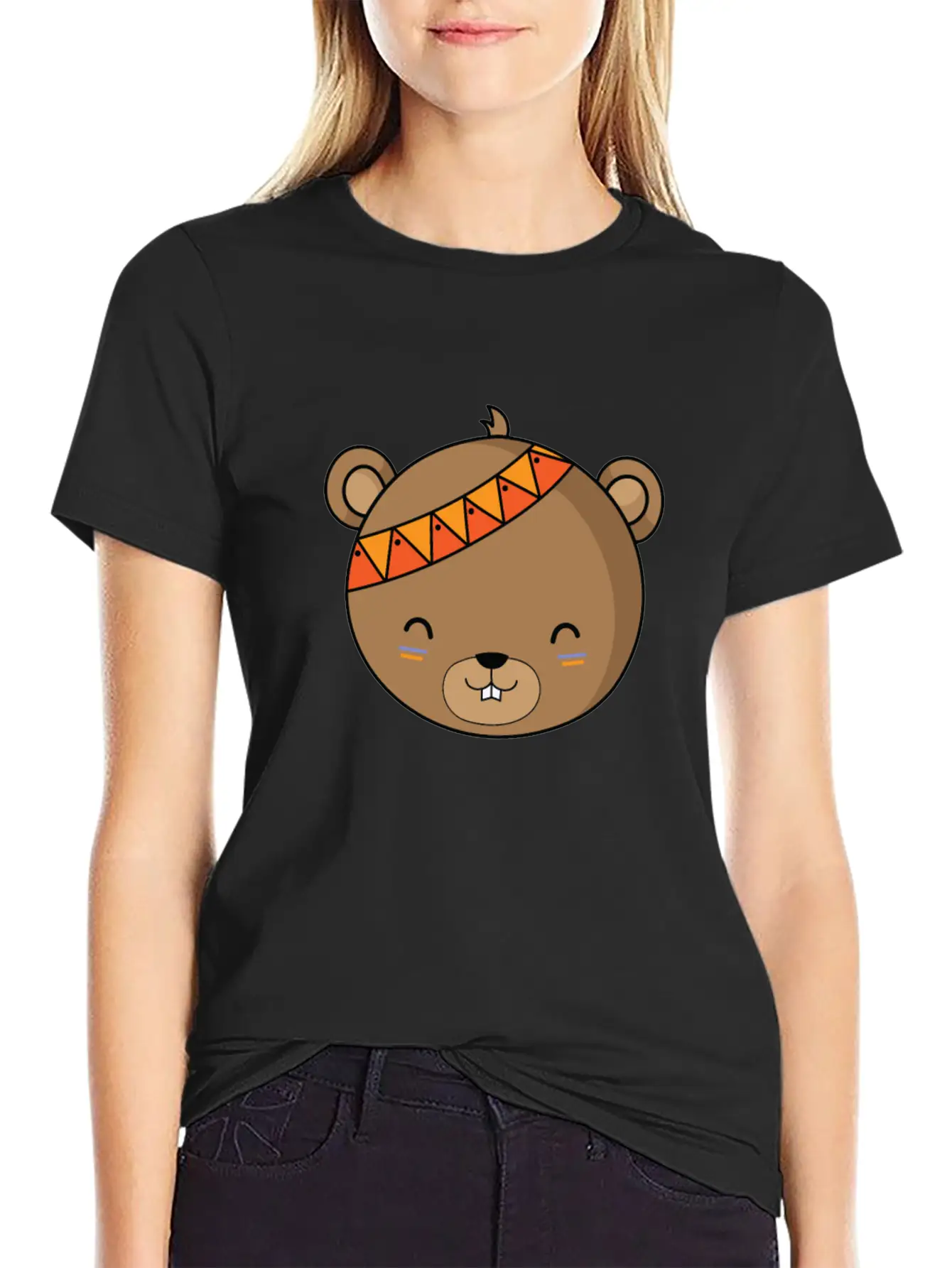 Indian Bear With Headband Stylish Everyday T-Shirt – Unisex Basic Cotton Tee