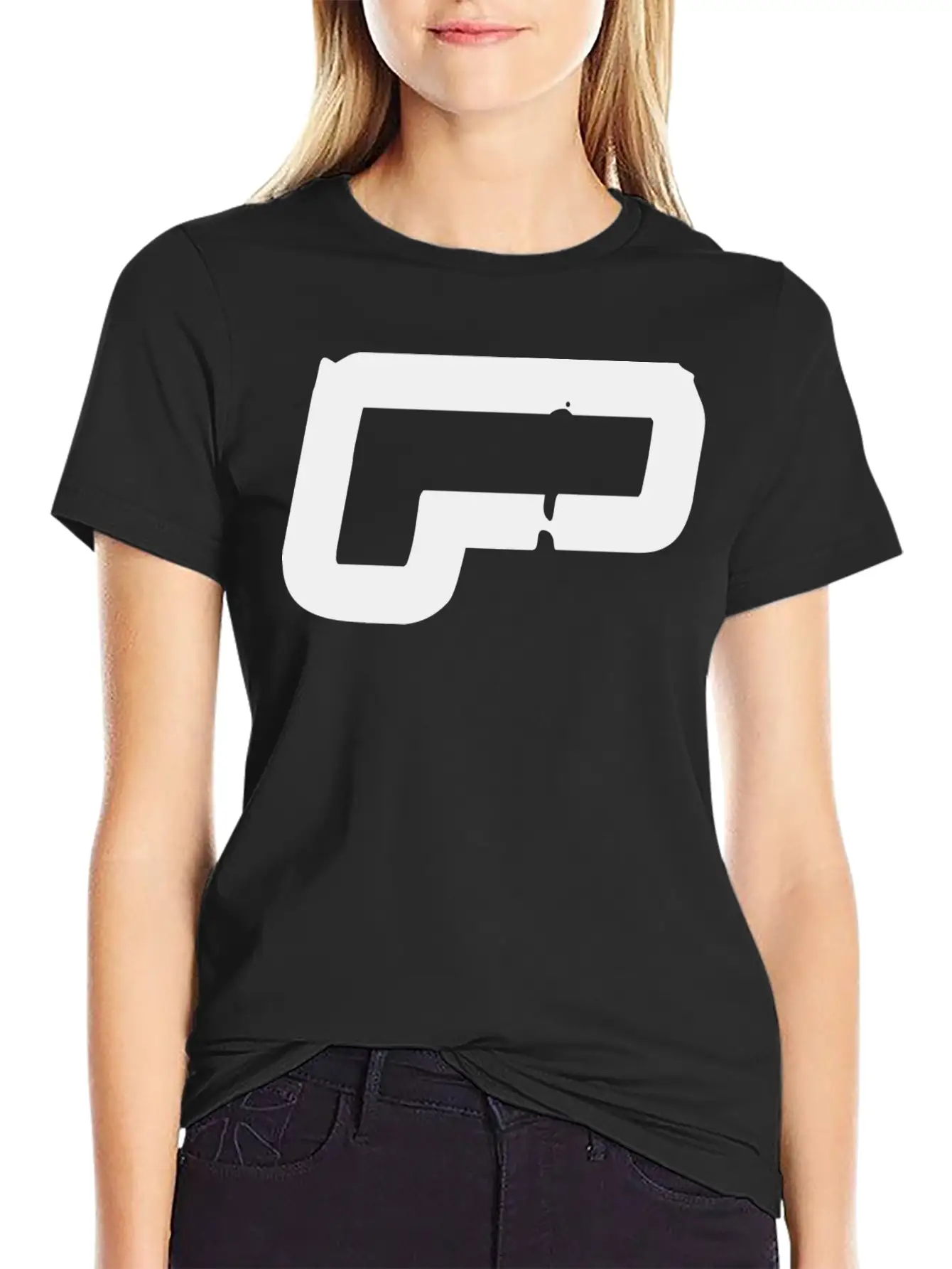 Initial P, Distorted Letter P Stylish Everyday T-Shirt – Unisex Basic Cotton Tee