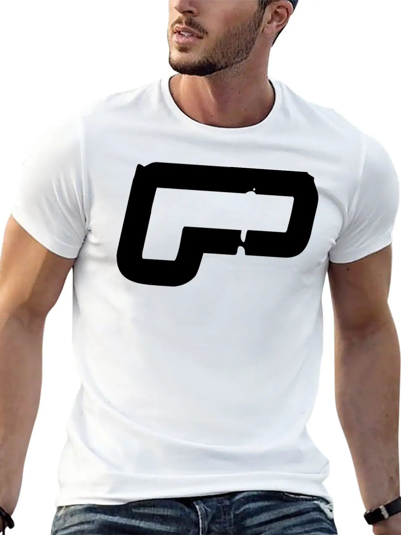 Initial P, Distorted Letter P Stylish Everyday T-Shirt – Unisex Basic Cotton Tee