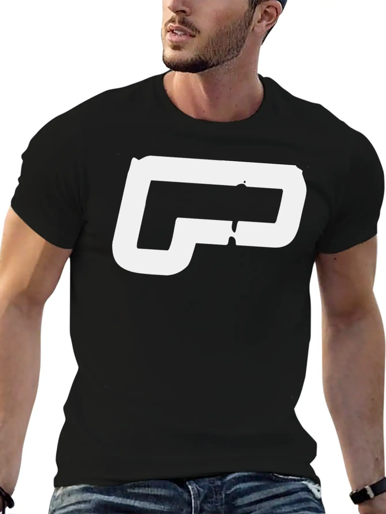 Initial P, Distorted Letter P Stylish Everyday T-Shirt – Unisex Basic Cotton Tee