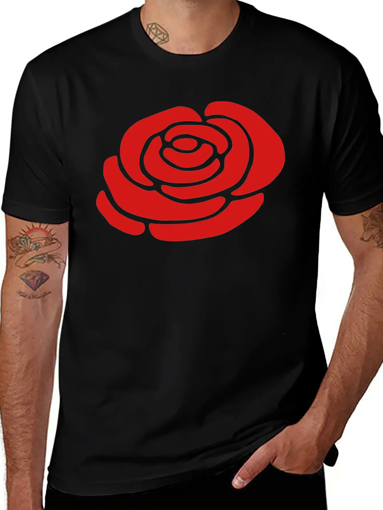 Ireland Rose Silhouette (vector) Stylish Everyday T-Shirt – Unisex Basic Cotton Tee