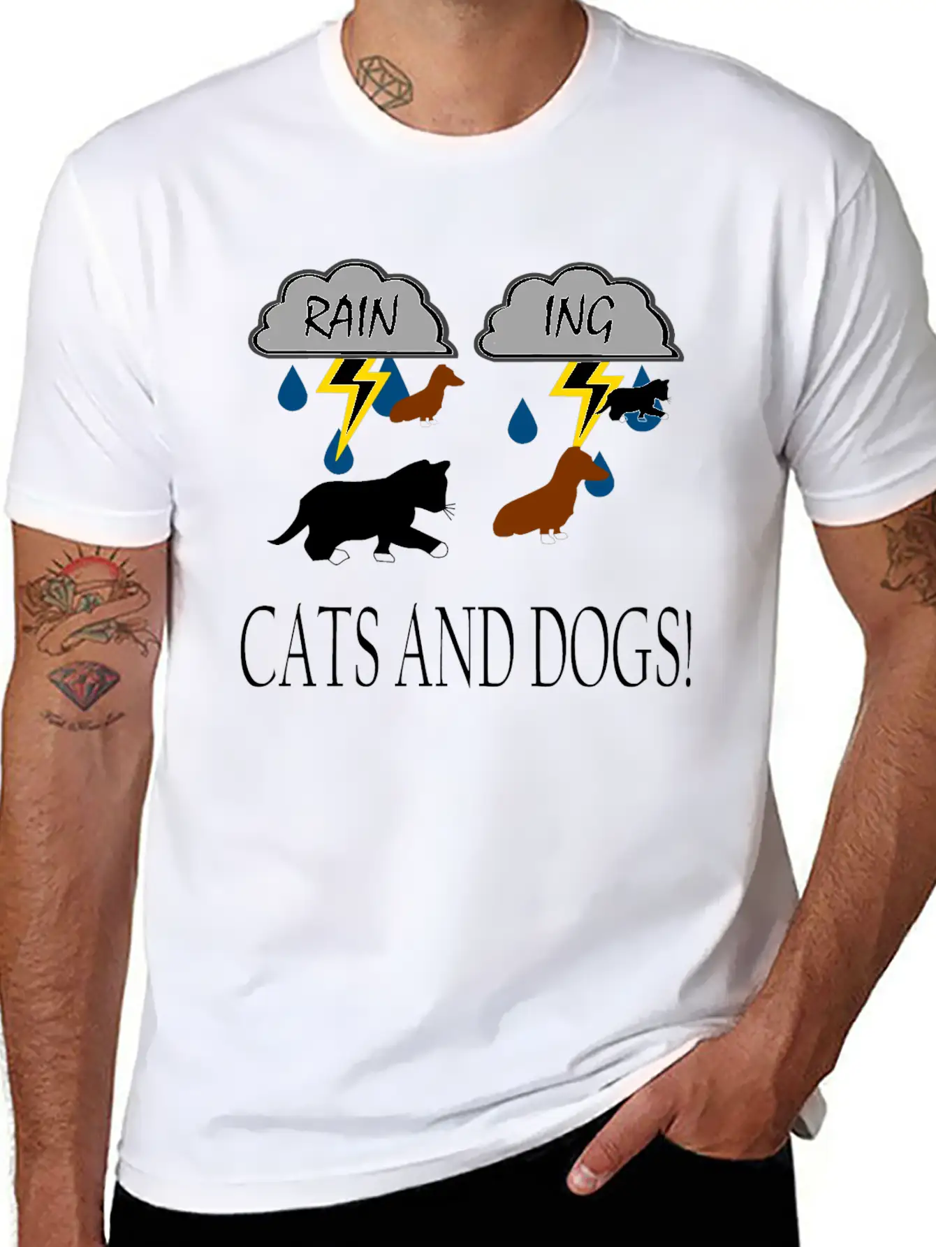 It´s Raining Cats And Dogs Simple Everyday Graphic Tee – Lightweight Summer Wear