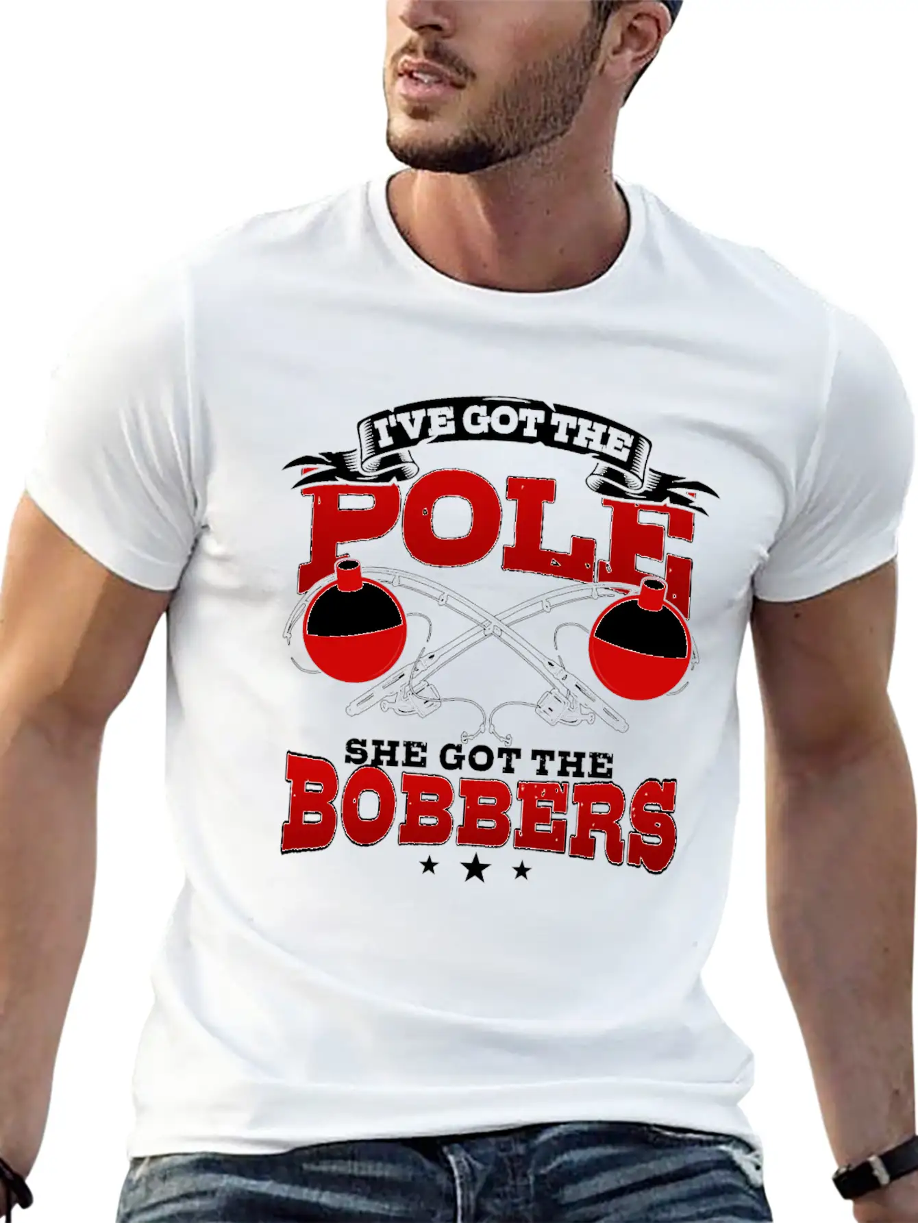 I've Got The Pole She Has The Bobbers Fishing Fish Classic Crew Neck Graphic Tee – Everyday Minimal Look