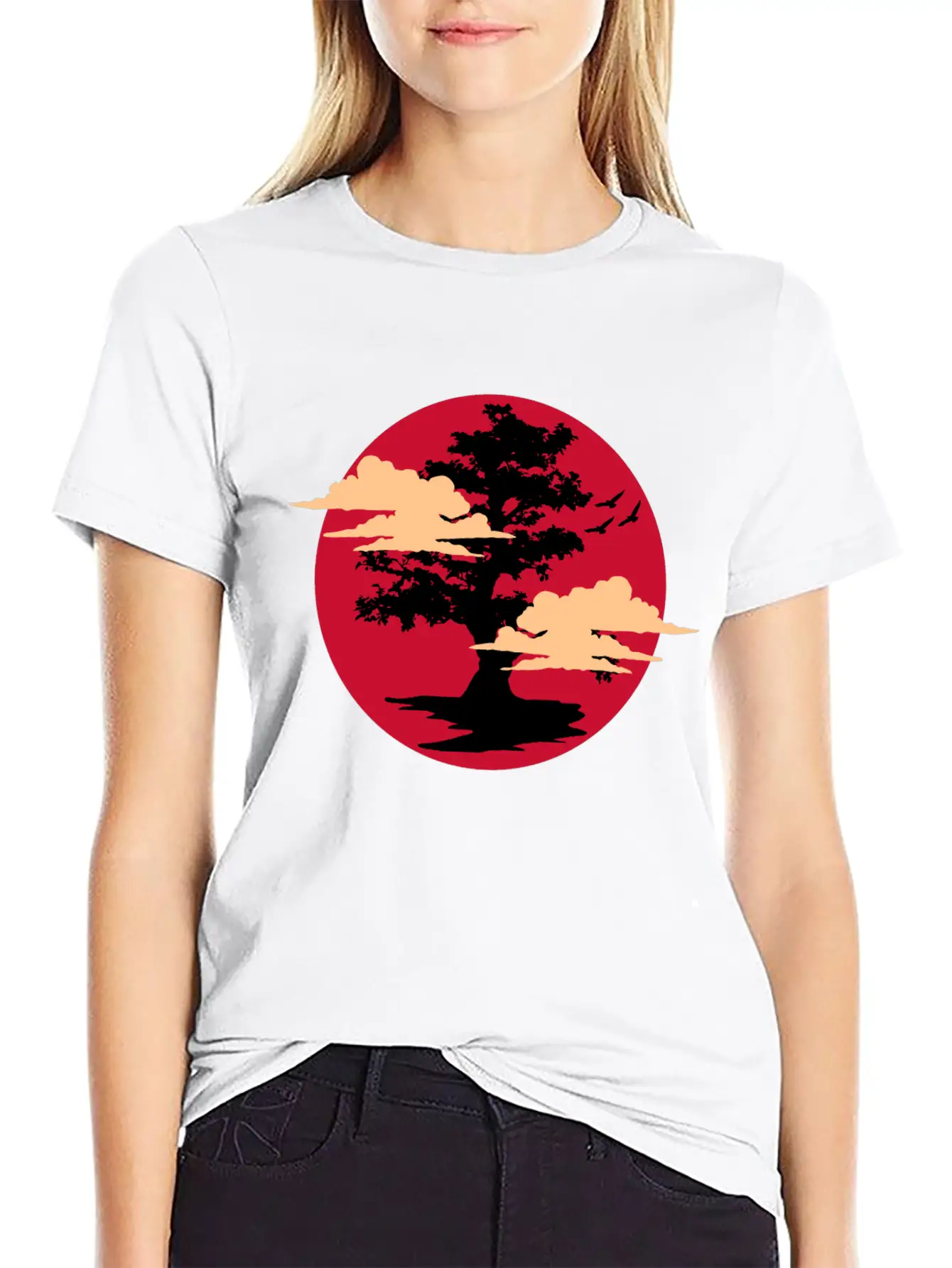Japanese Bonsai Tree And Cloud Stylish Everyday T-Shirt – Unisex Basic Cotton Tee