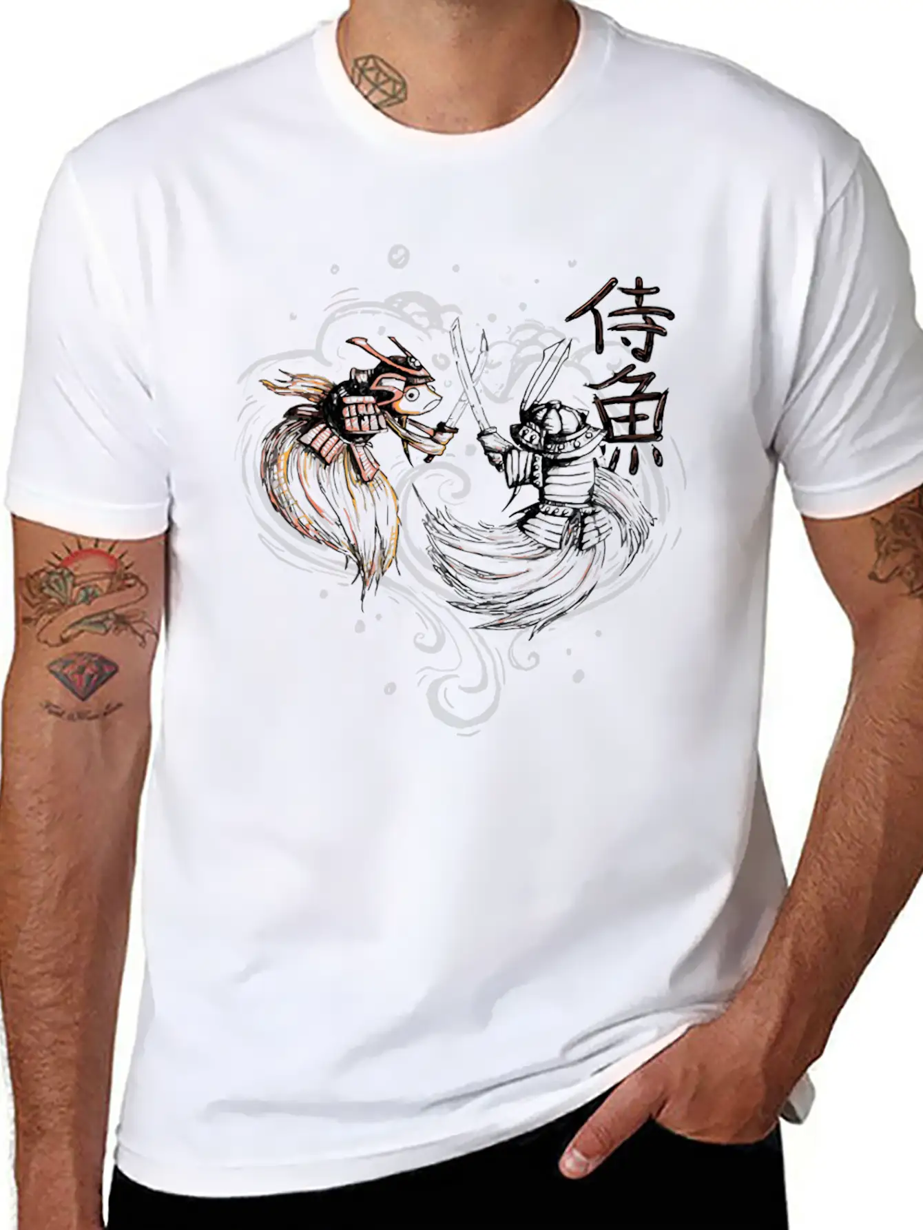 Japanese Fighting Fish Remix Stylish Everyday T-Shirt – Unisex Basic Cotton Tee
