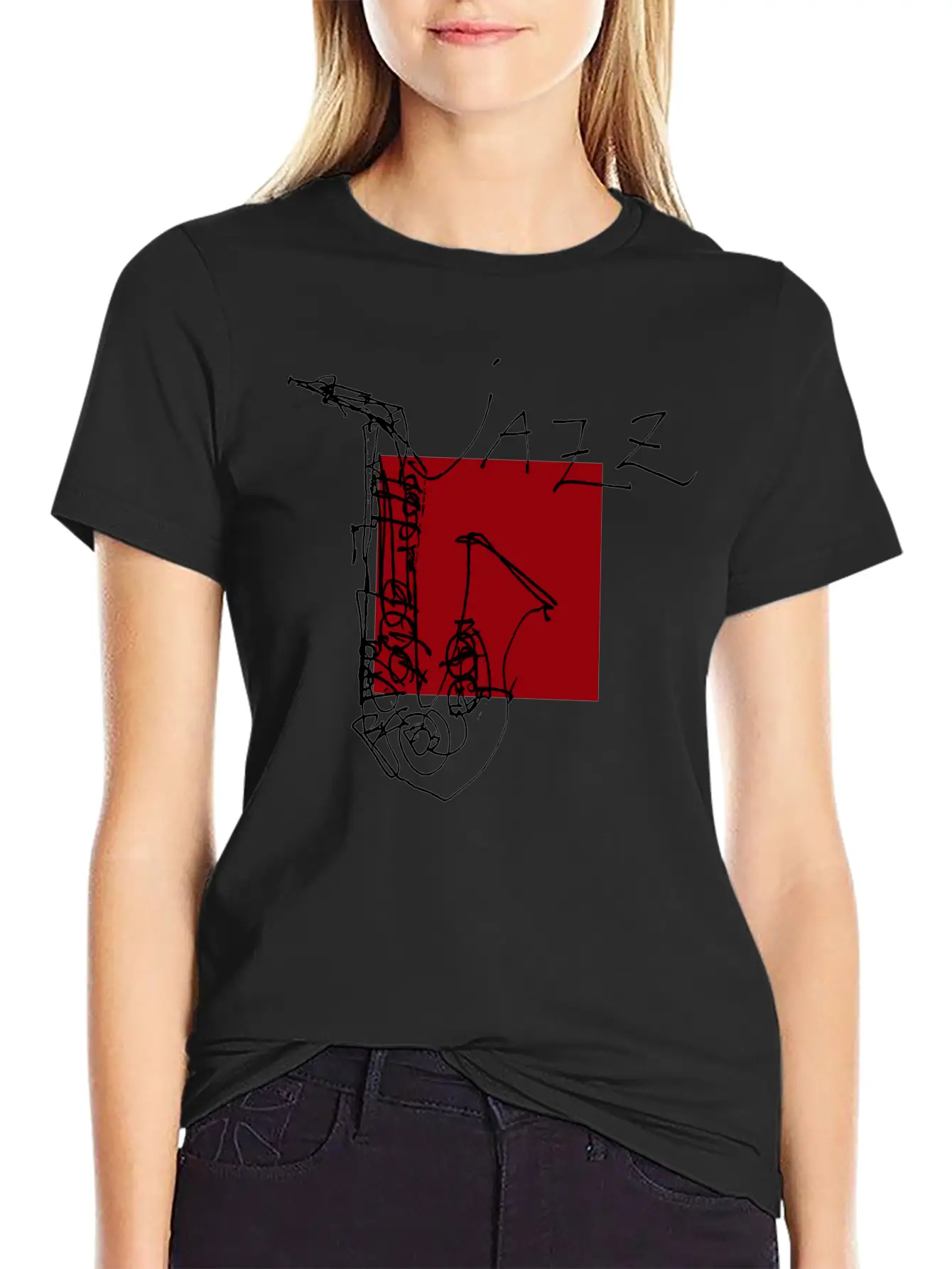 Jazz Sax Black 1 Basic Graphic T-Shirt – Daily Comfort In Soft Cotton