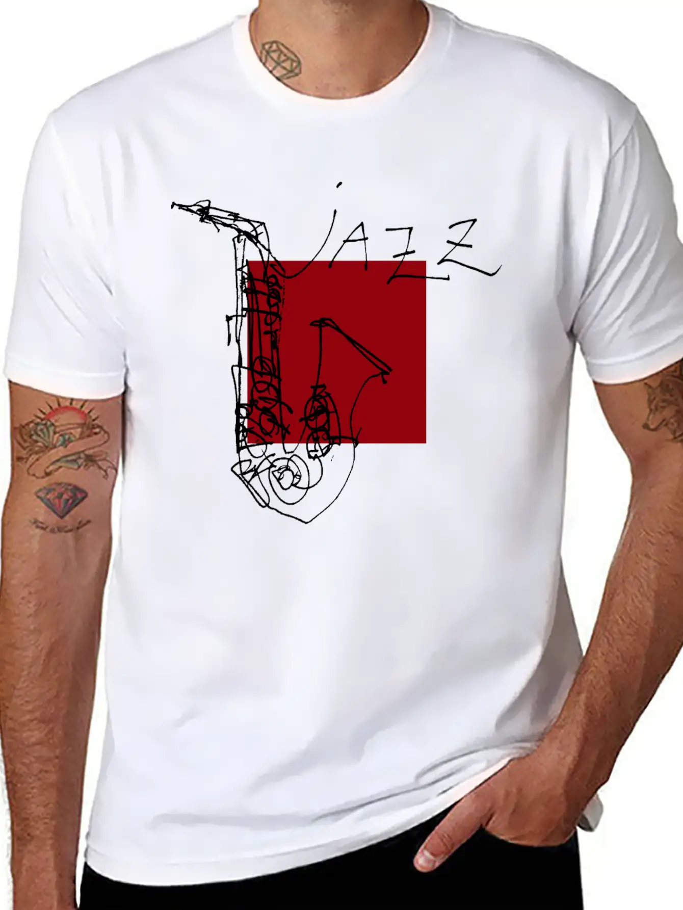 Jazz Sax Black 1 Basic Graphic T-Shirt – Daily Comfort In Soft Cotton