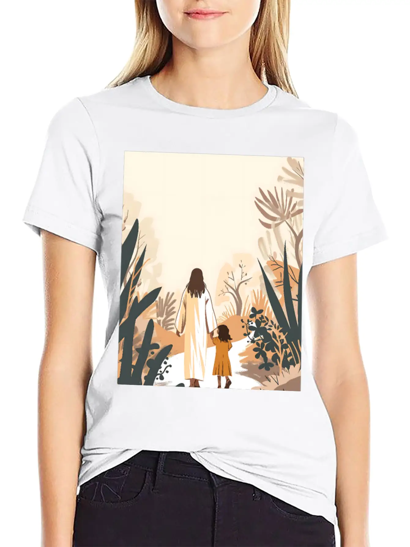 Jesus Christ Walking With A Girl, Come Follow Me, Stylish Everyday T-Shirt – Unisex Basic Cotton Tee