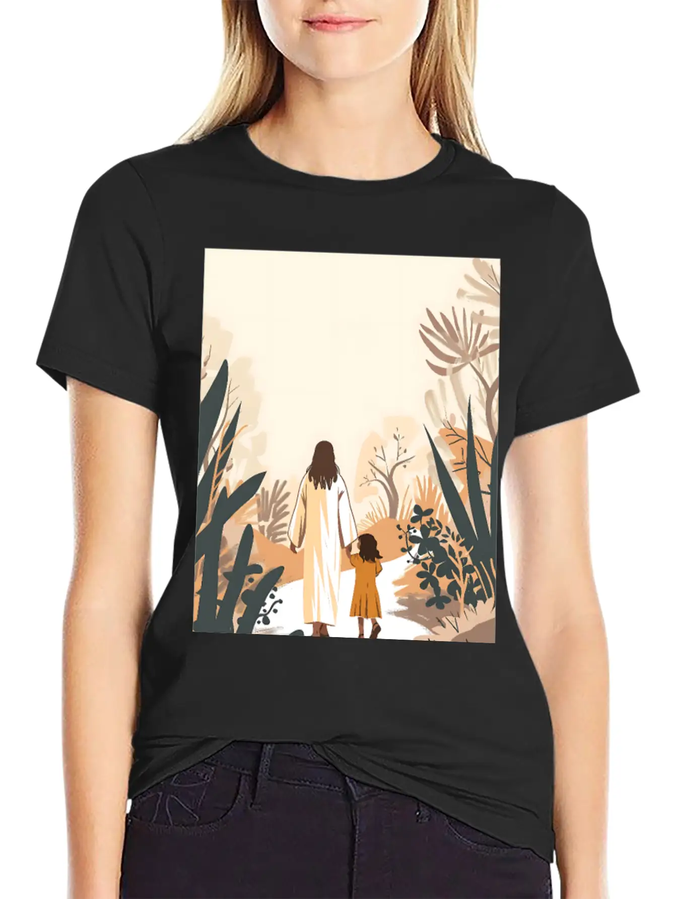 Jesus Christ Walking With A Girl, Come Follow Me, Stylish Everyday T-Shirt – Unisex Basic Cotton Tee