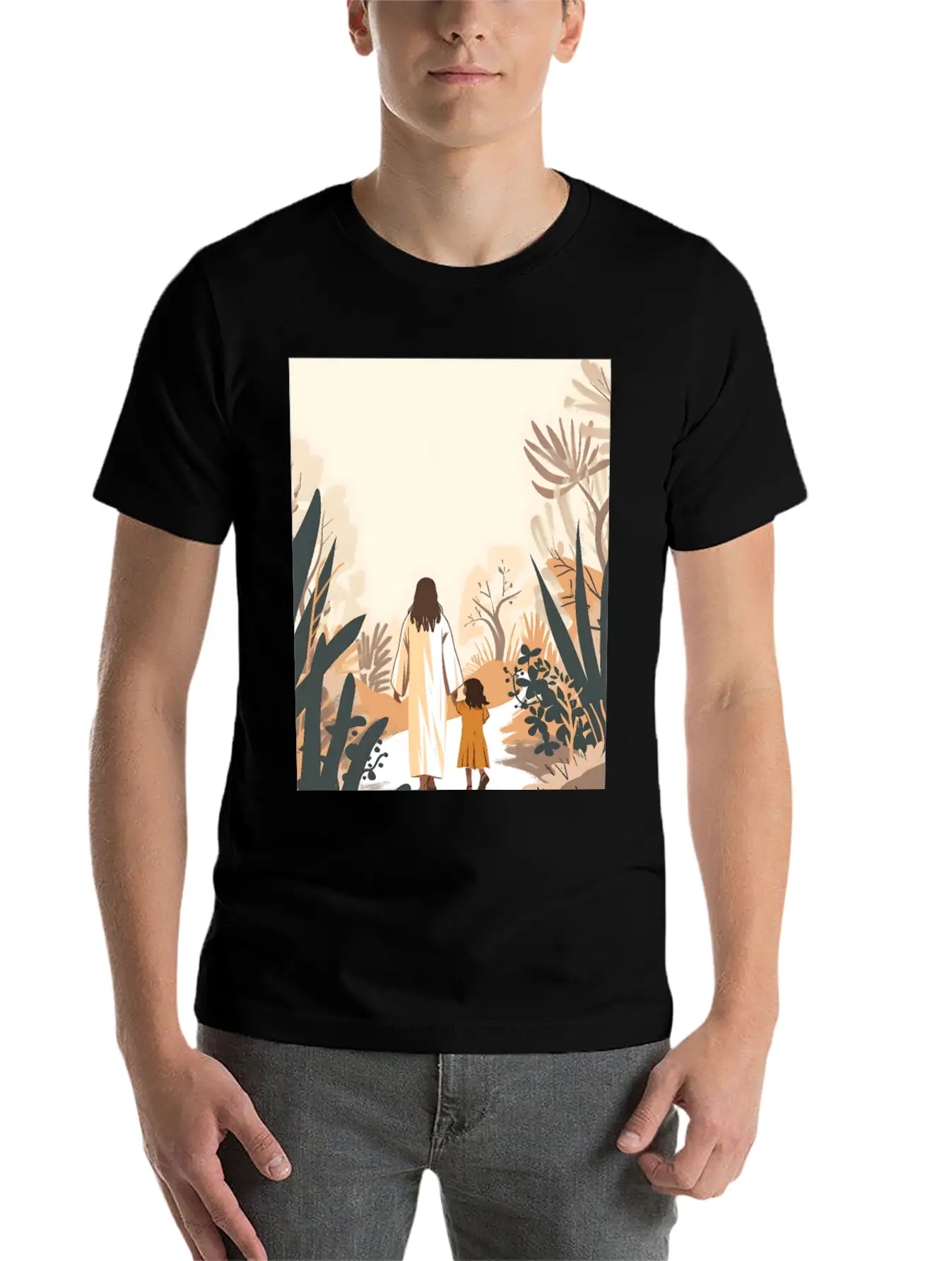 Jesus Christ Walking With A Girl, Come Follow Me, Stylish Everyday T-Shirt – Unisex Basic Cotton Tee