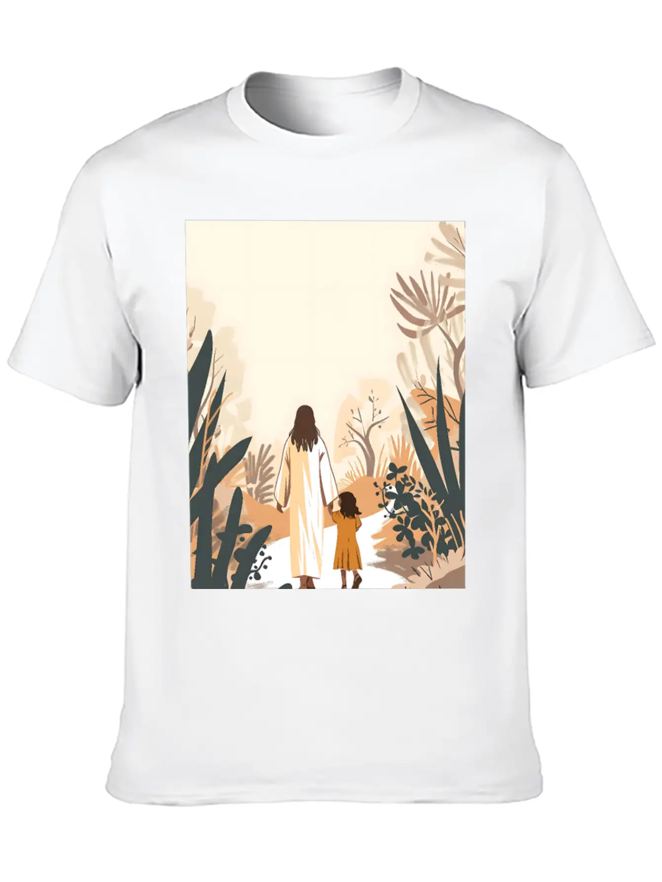 Jesus Christ Walking With A Girl, Come Follow Me, Stylish Everyday T-Shirt – Unisex Basic Cotton Tee