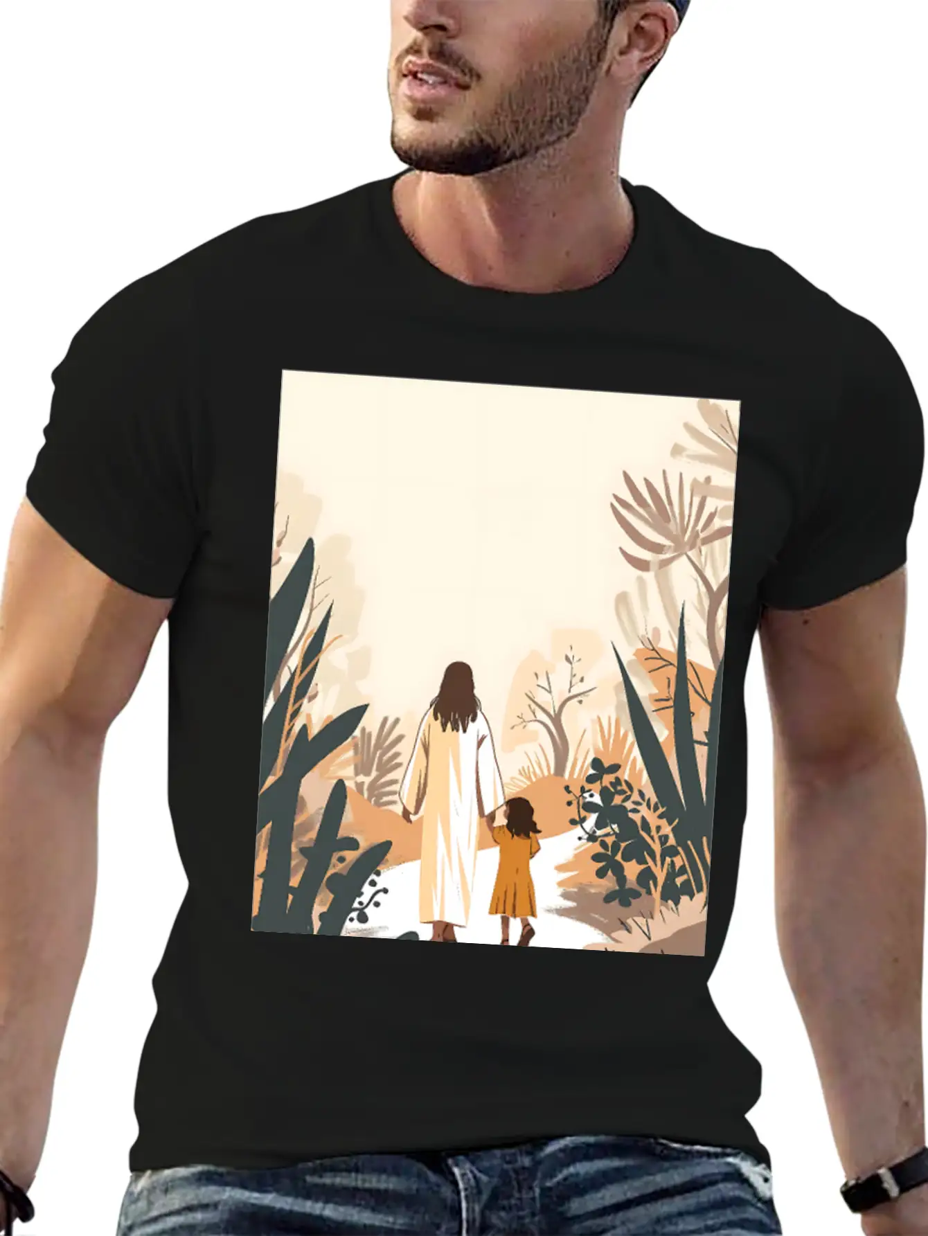 Jesus Christ Walking With A Girl, Come Follow Me, Stylish Everyday T-Shirt – Unisex Basic Cotton Tee