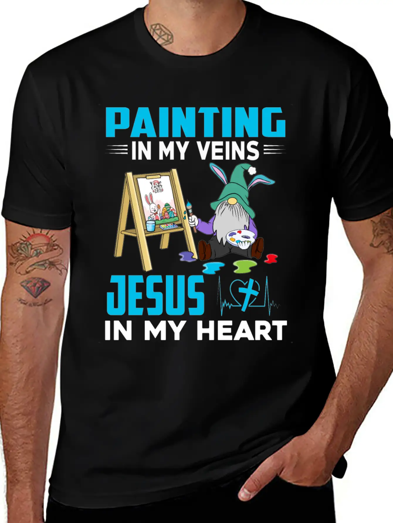 Jesus Veins Painting Gnomes Basic Graphic T-Shirt – Daily Comfort In Soft Cotton