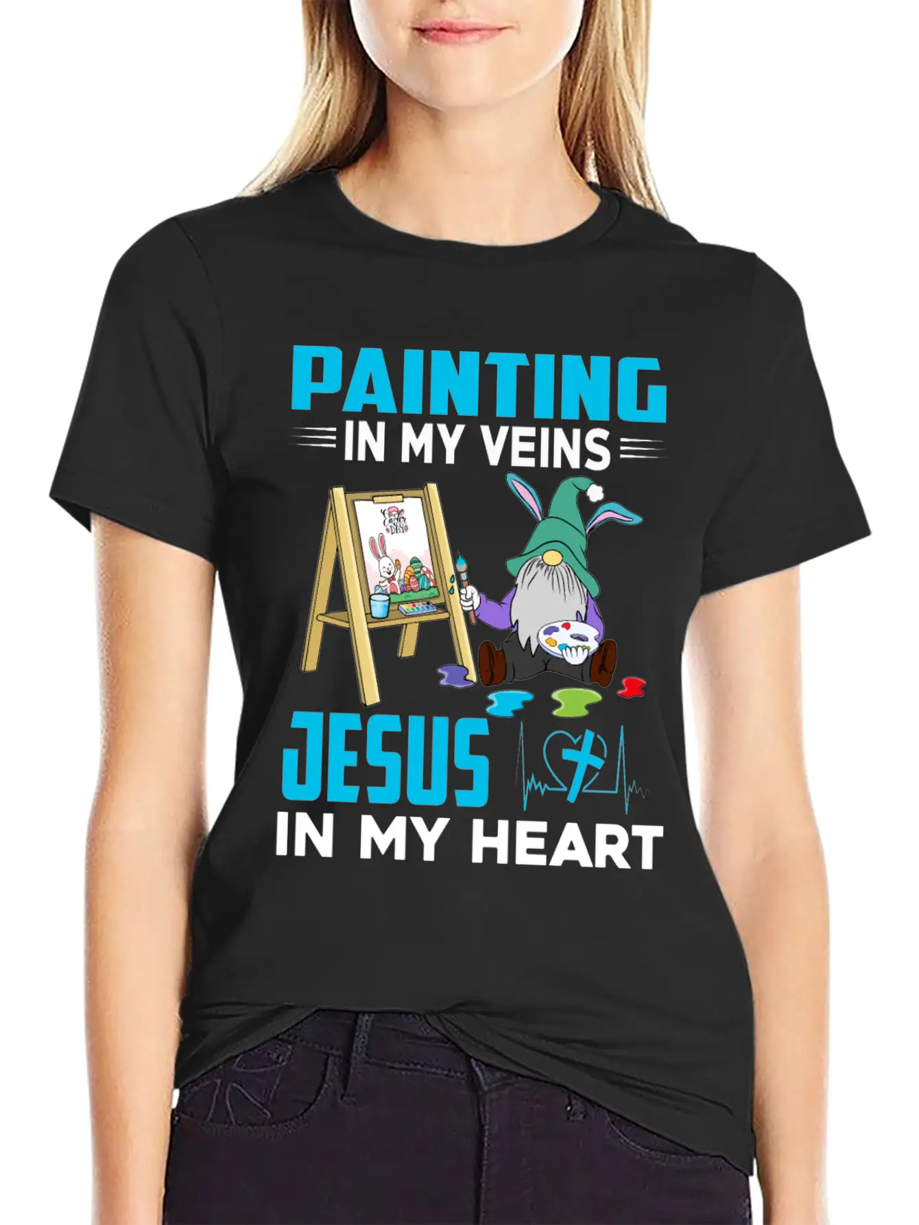 Jesus Veins Painting Gnomes Basic Graphic T-Shirt – Daily Comfort In Soft Cotton