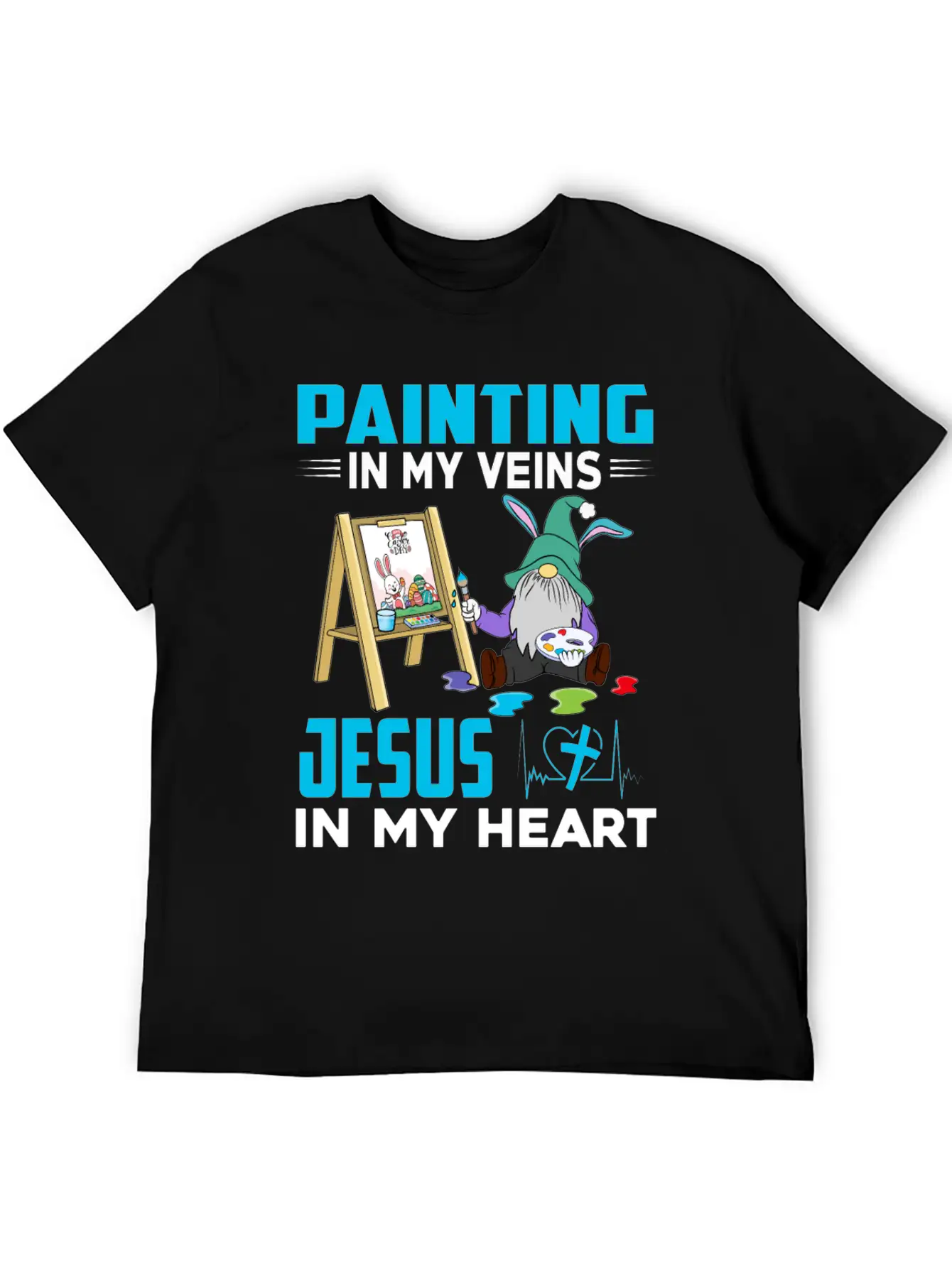 Jesus Veins Painting Gnomes Basic Graphic T-Shirt – Daily Comfort In Soft Cotton