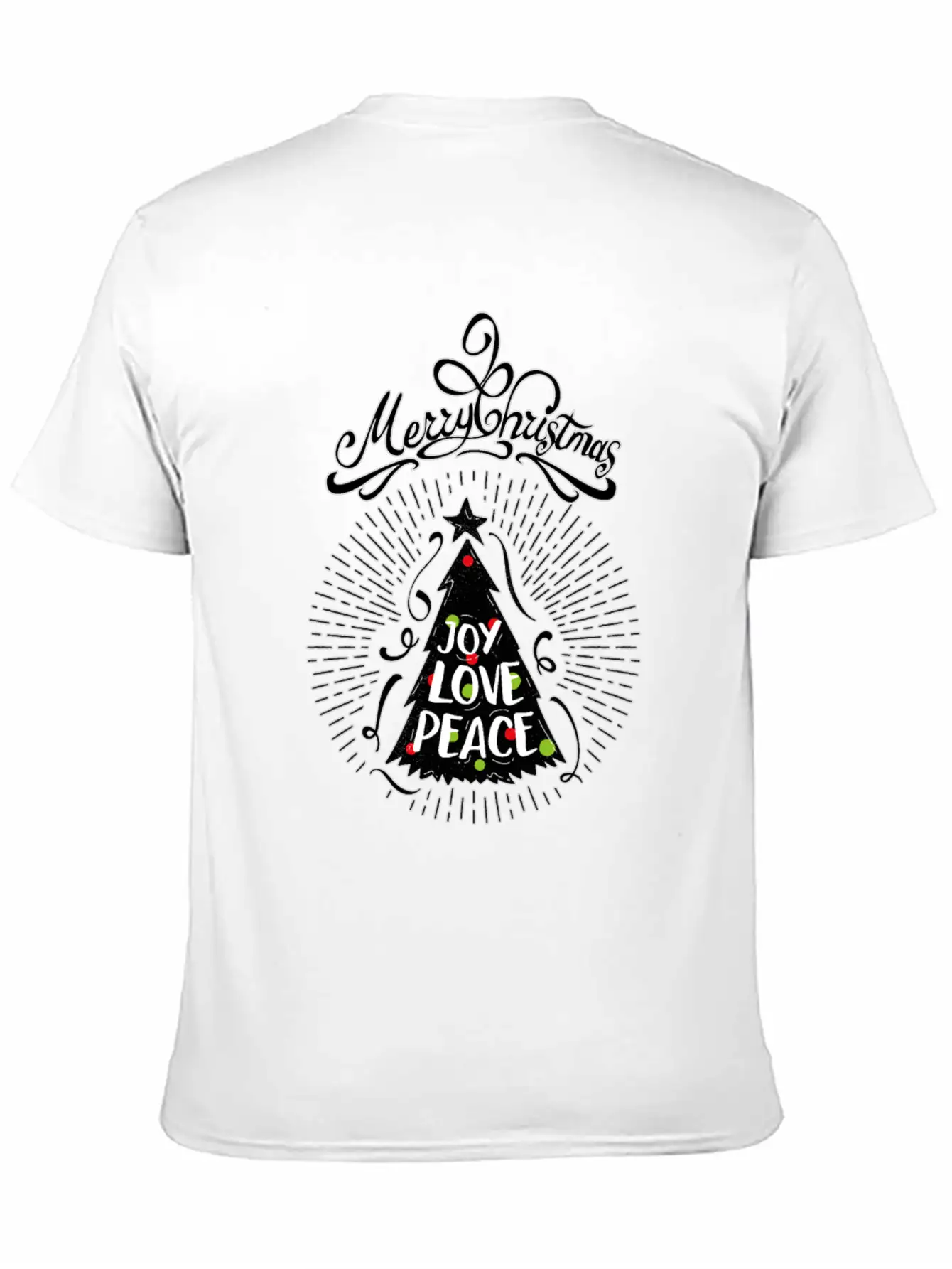 Joy,Love, Peace- Merry Christmas Design,Xmas Tree Breathable Graphic T-Shirt – Perfect For Casual Days