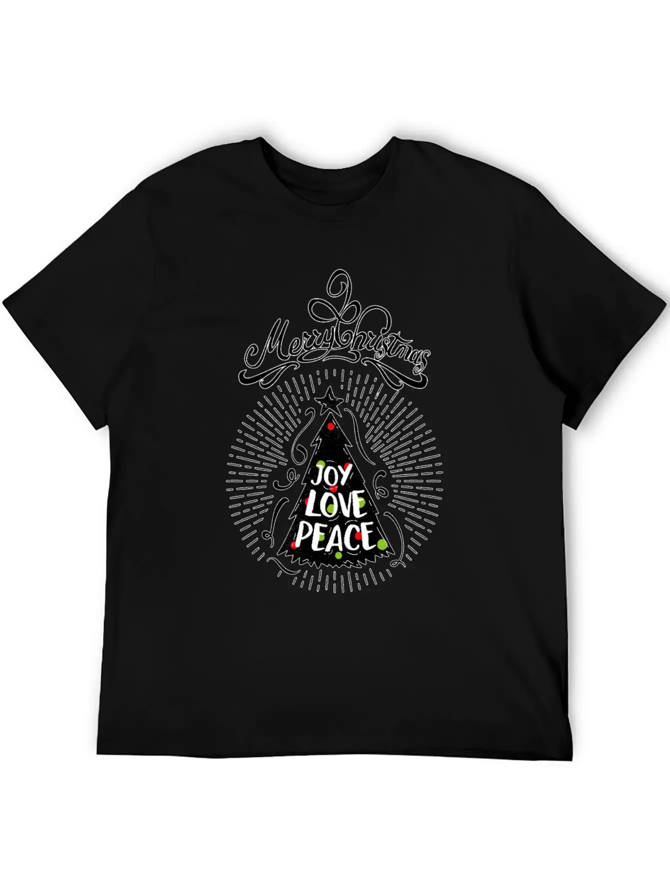 Joy,Love, Peace- Merry Christmas Design,Xmas Tree Breathable Graphic T-Shirt – Perfect For Casual Days