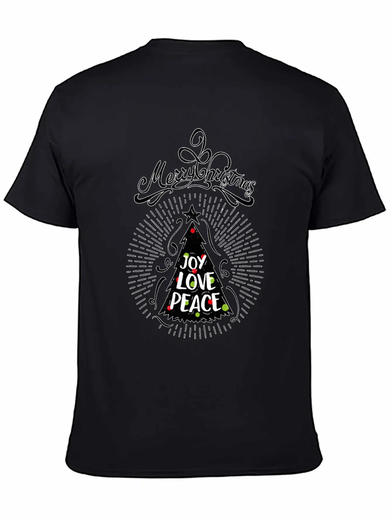 Joy,Love, Peace- Merry Christmas Design,Xmas Tree Breathable Graphic T-Shirt – Perfect For Casual Days