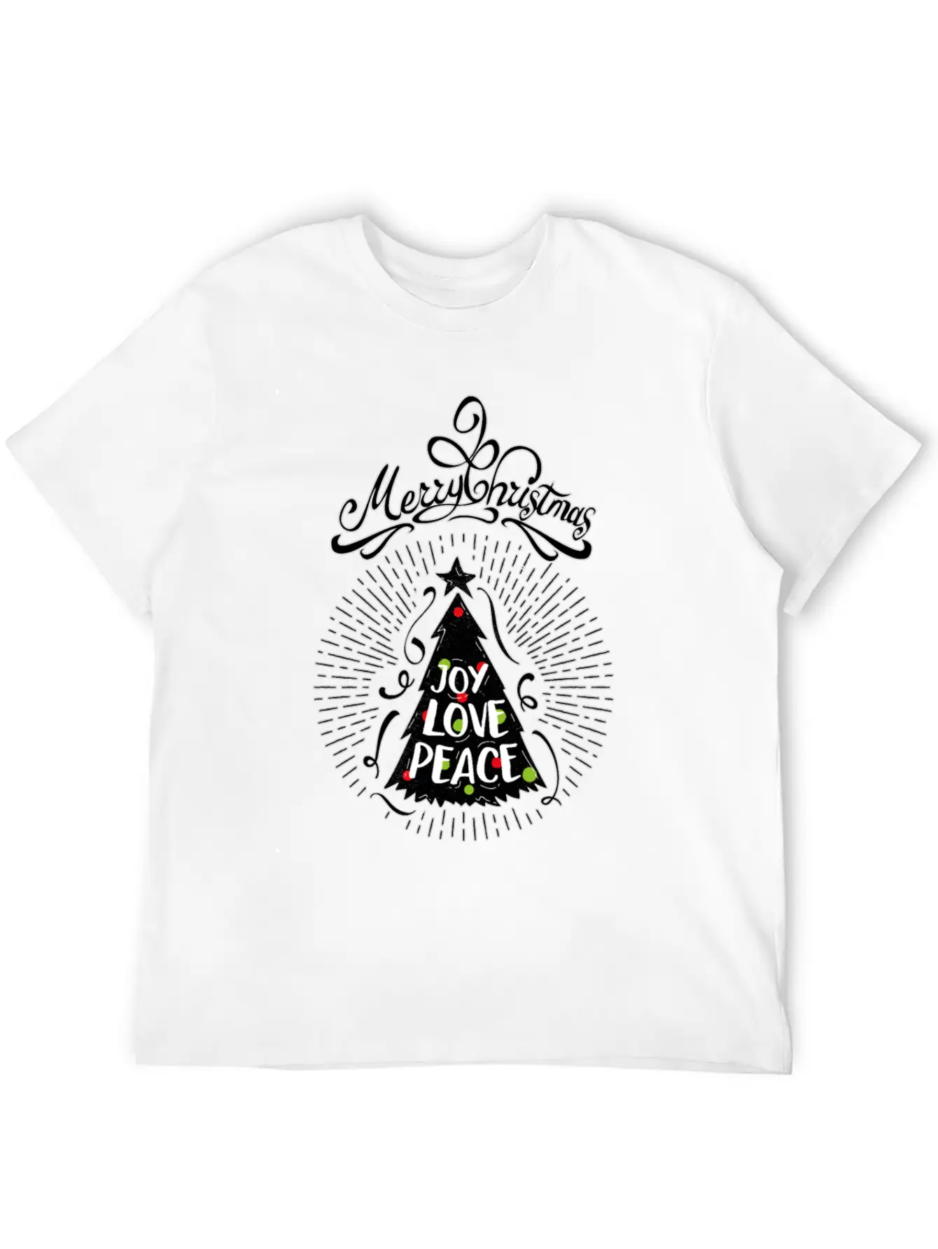 Joy,Love, Peace- Merry Christmas Design,Xmas Tree Breathable Graphic T-Shirt – Perfect For Casual Days