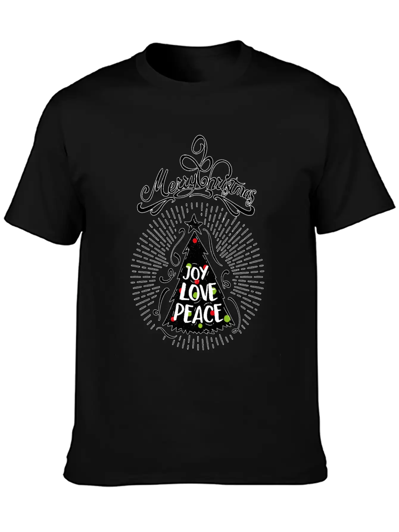 Joy,Love, Peace- Merry Christmas Design,Xmas Tree Breathable Graphic T-Shirt – Perfect For Casual Days