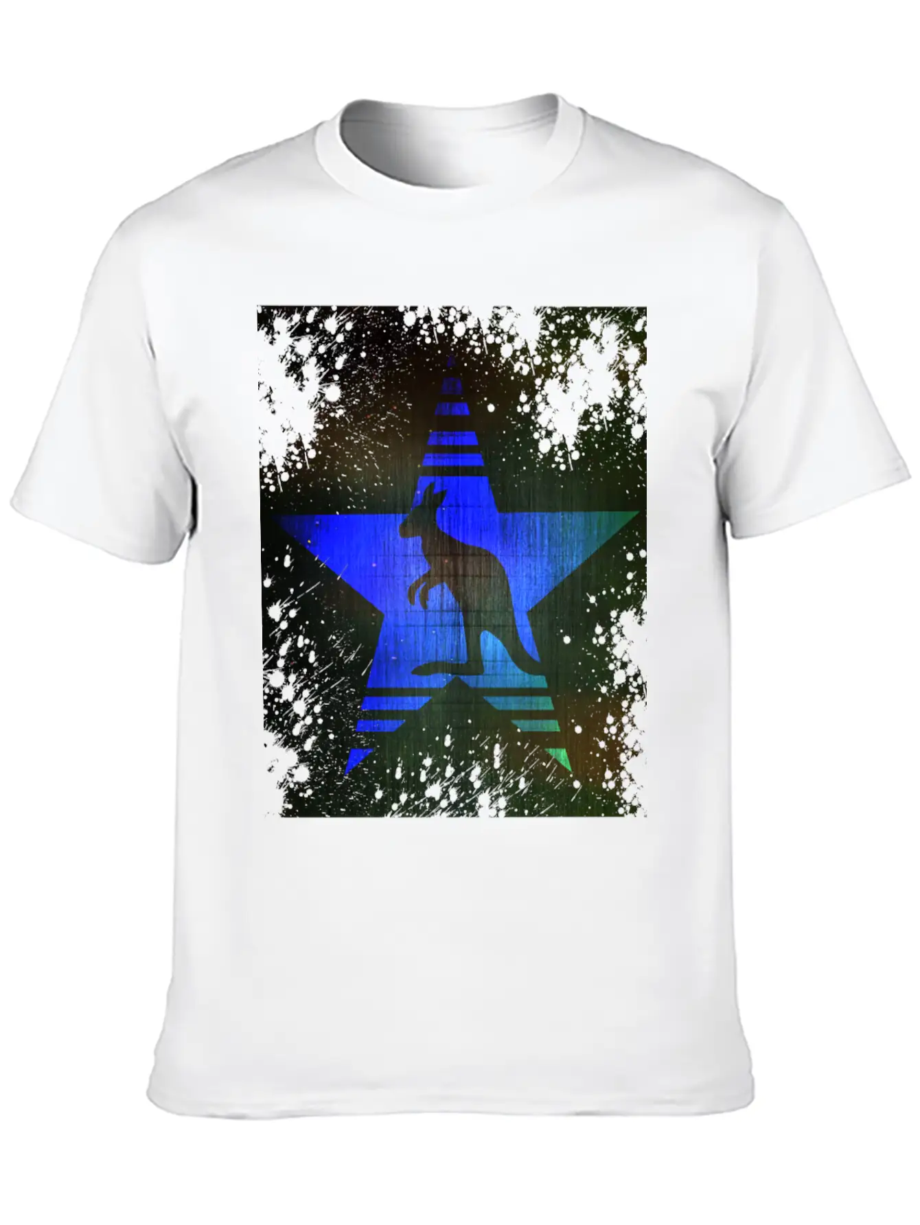 Kangaroo Blue Star Stylish Everyday T-Shirt – Unisex Basic Cotton Tee