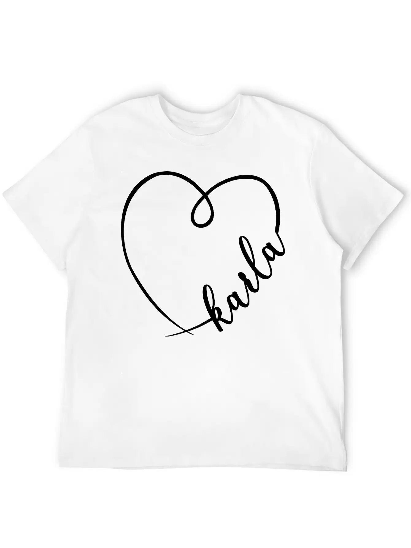 Karla Name Heart Calligraphy Stylish Everyday T-Shirt – Unisex Basic Cotton Tee