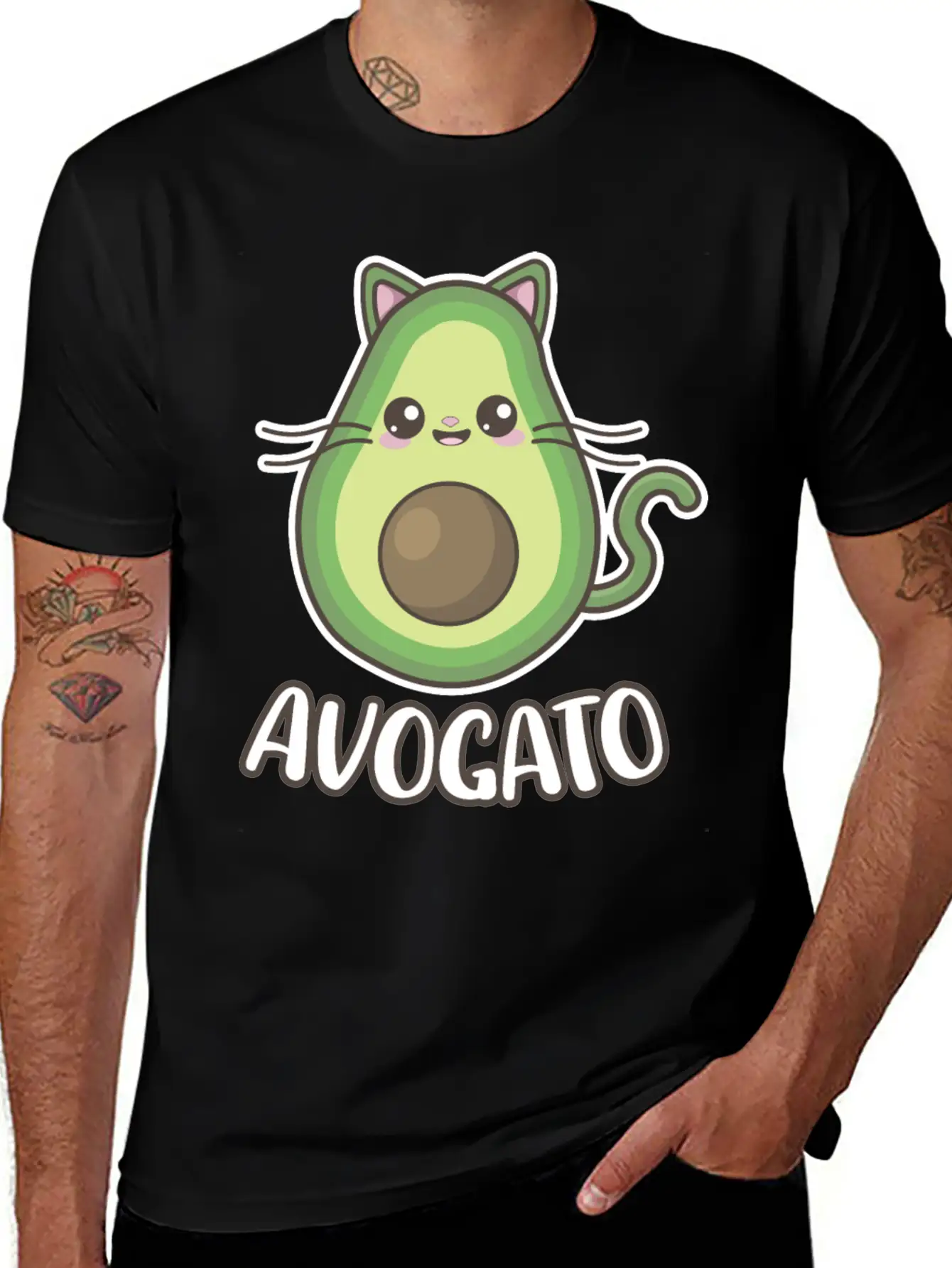 Kawaii AvoGato Stylish Everyday T-Shirt – Unisex Basic Cotton Tee