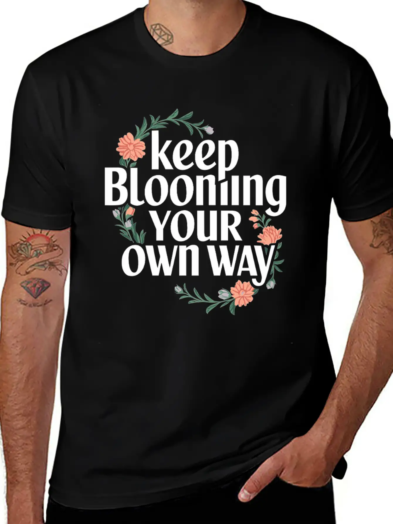 Keep Blooming Your Own Way Motivational Quote Basic Graphic T-Shirt – Daily Comfort In Soft Cotton