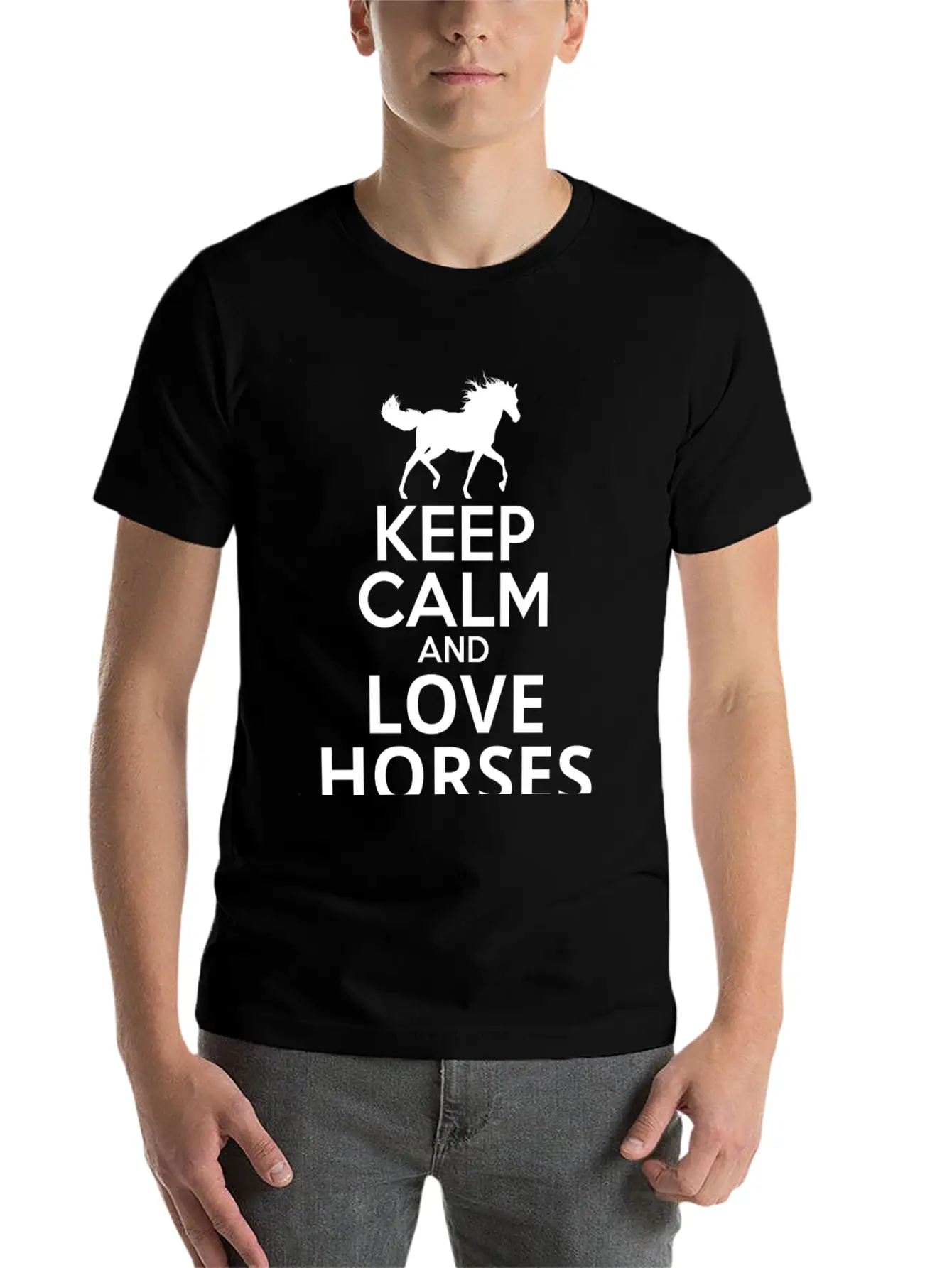 Keep Calm And Love Horses Basic Graphic T-Shirt – Daily Comfort In Soft Cotton