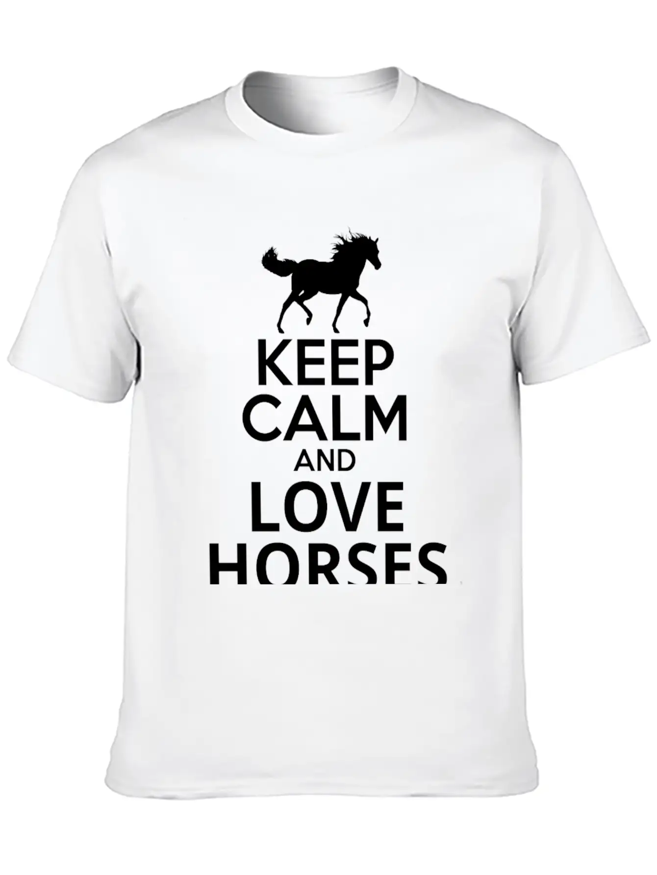 Keep Calm And Love Horses Basic Graphic T-Shirt – Daily Comfort In Soft Cotton