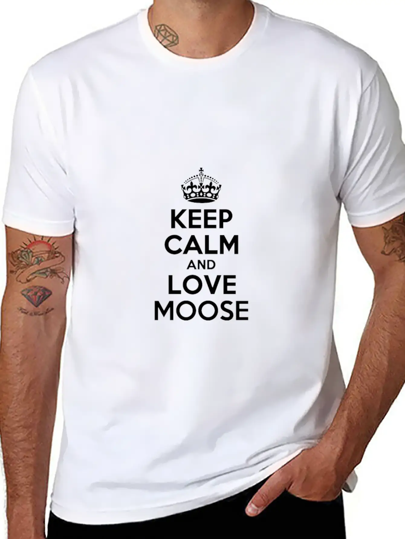 Keep Calm And Love Moose Stylish Everyday T-Shirt – Unisex Basic Cotton Tee