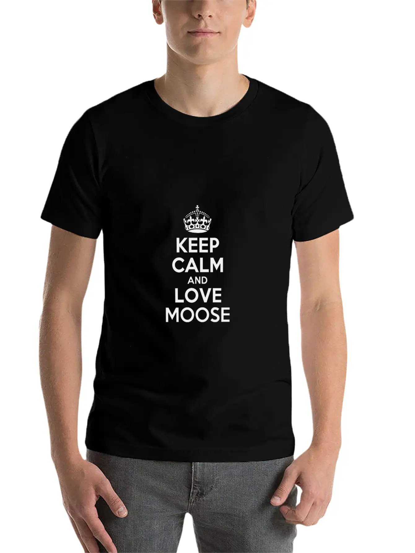Keep Calm And Love Moose Stylish Everyday T-Shirt – Unisex Basic Cotton Tee