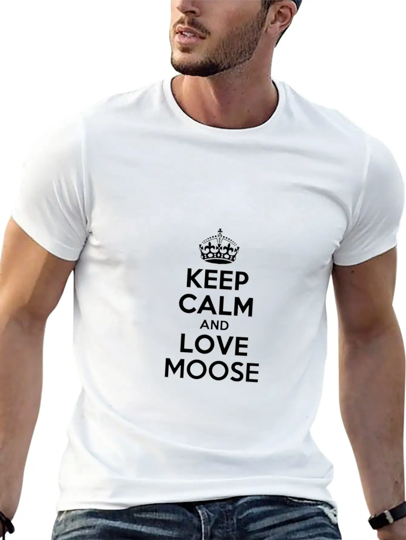 Keep Calm And Love Moose Stylish Everyday T-Shirt – Unisex Basic Cotton Tee