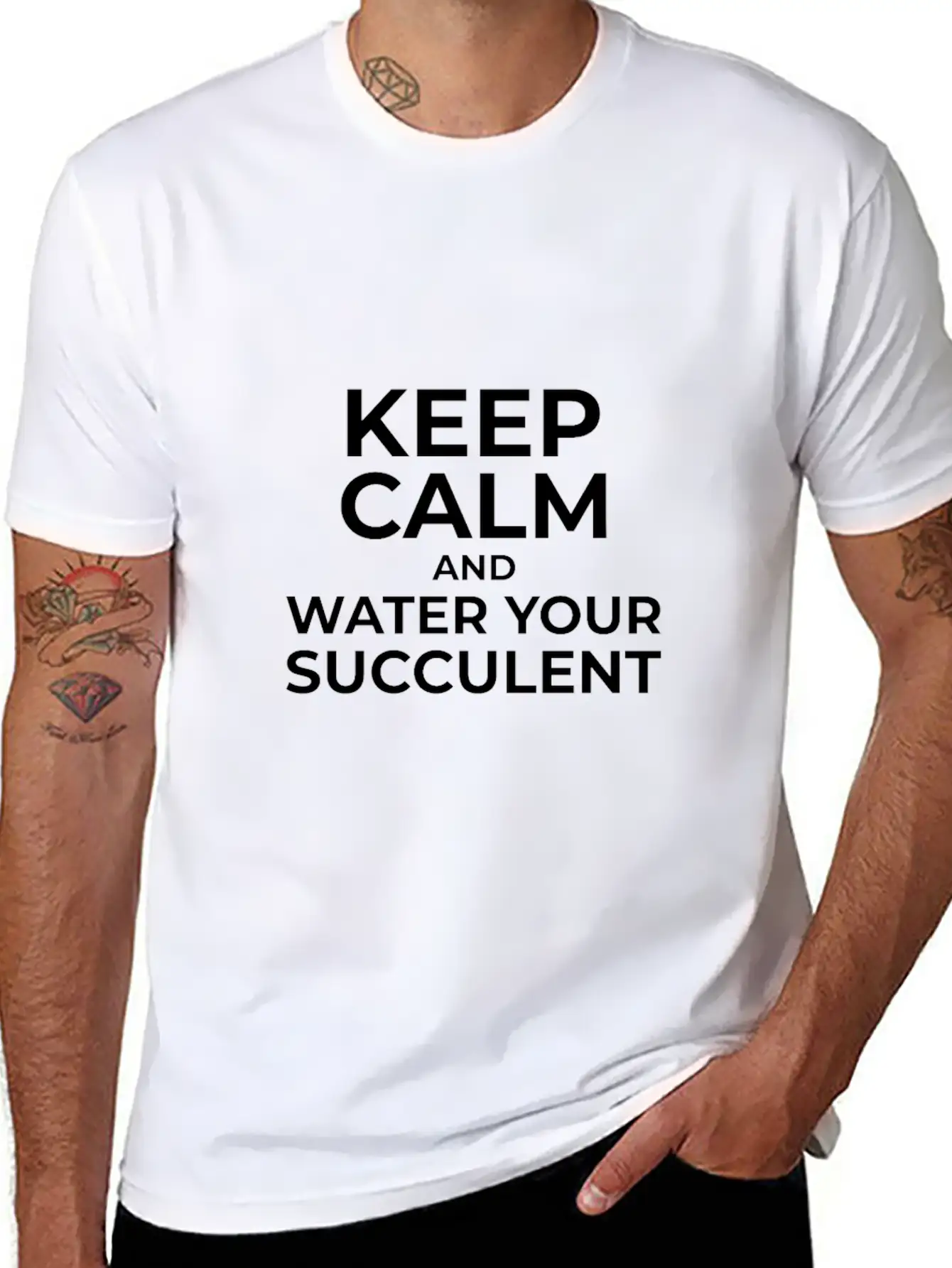 Keep Calm And Water Your Succulent Basic Graphic T-Shirt – Daily Comfort In Soft Cotton