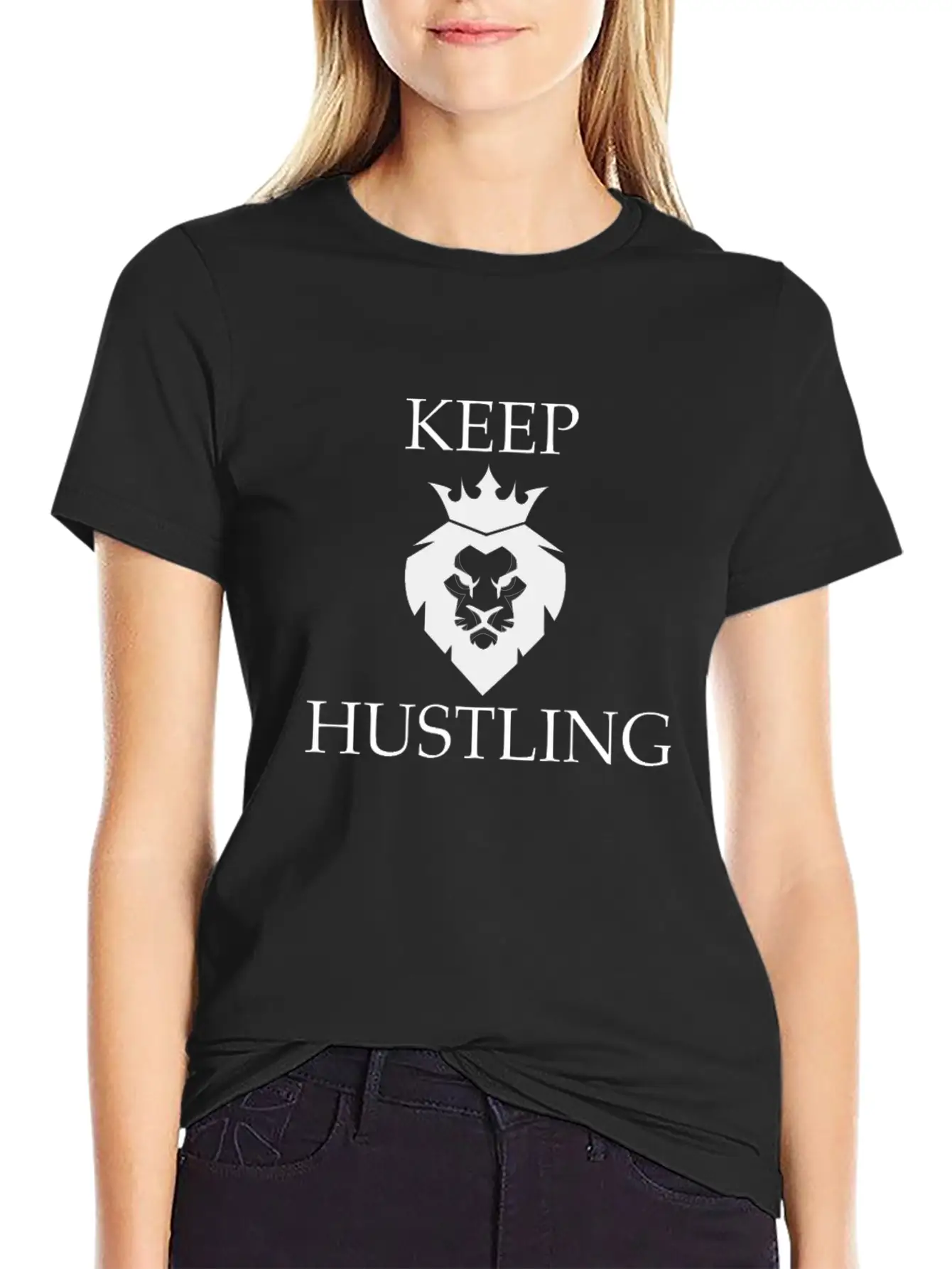 KEEP HUSTLING MOTIVATION GIFT Classic Crew Neck Graphic Tee – Everyday Minimal Look