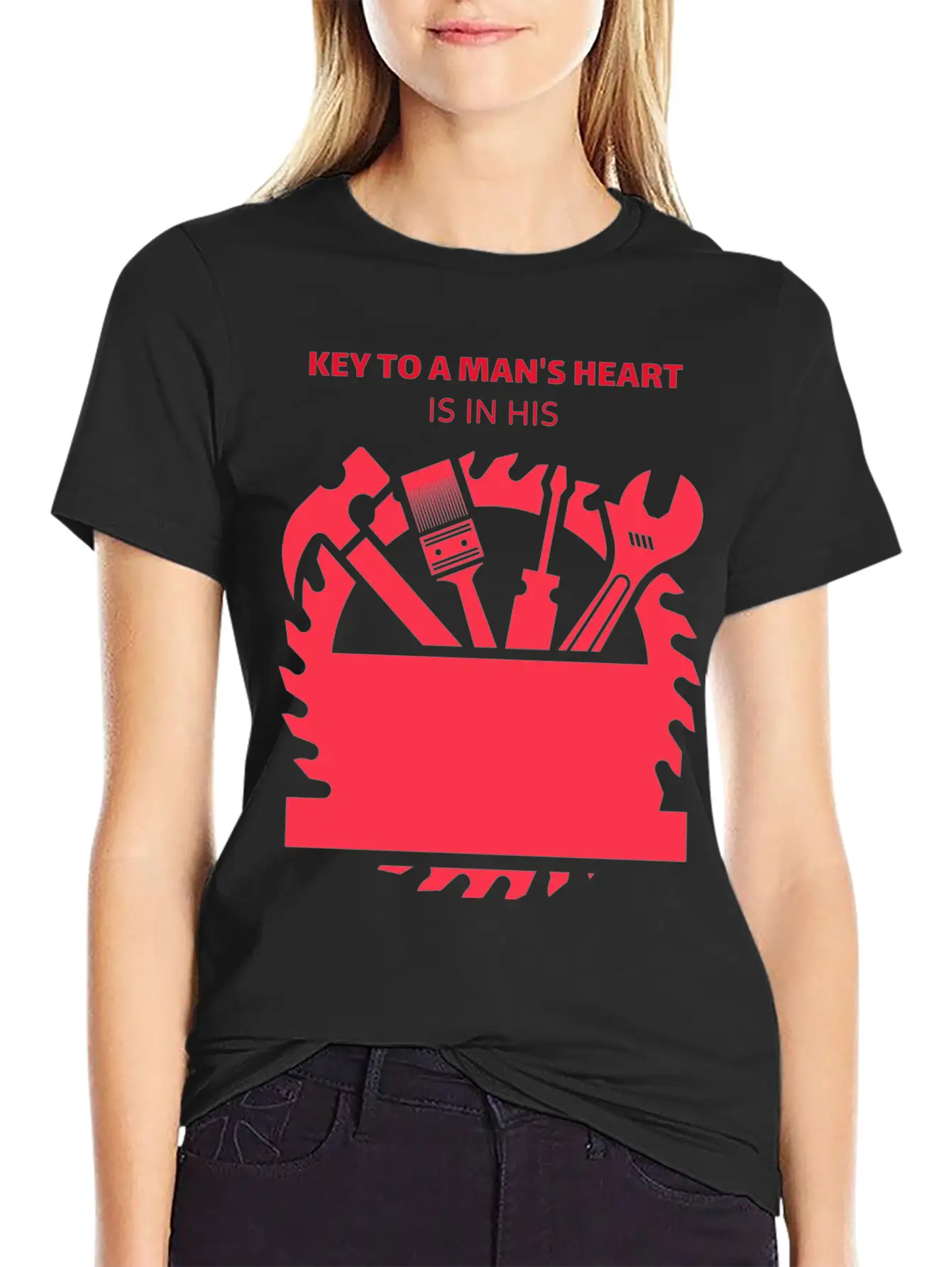 KEY TO A MAN'S HEART IS IN HIS TOOLBOX Basic Graphic T-Shirt – Daily Comfort In Soft Cotton