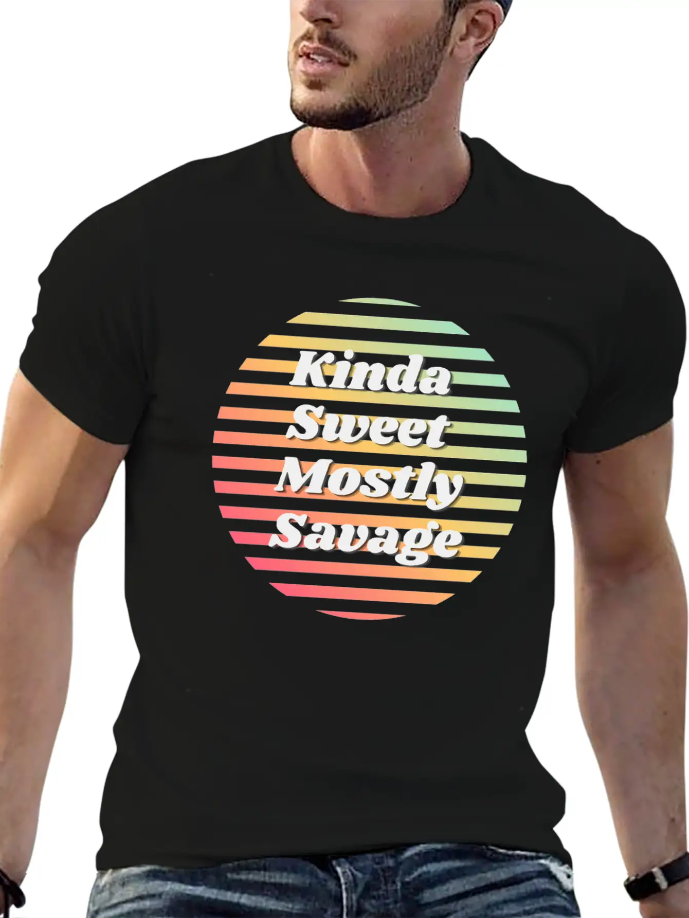 Kinda Sweet Mostly Savage Retro Simple Everyday Graphic Tee – Lightweight Summer Wear