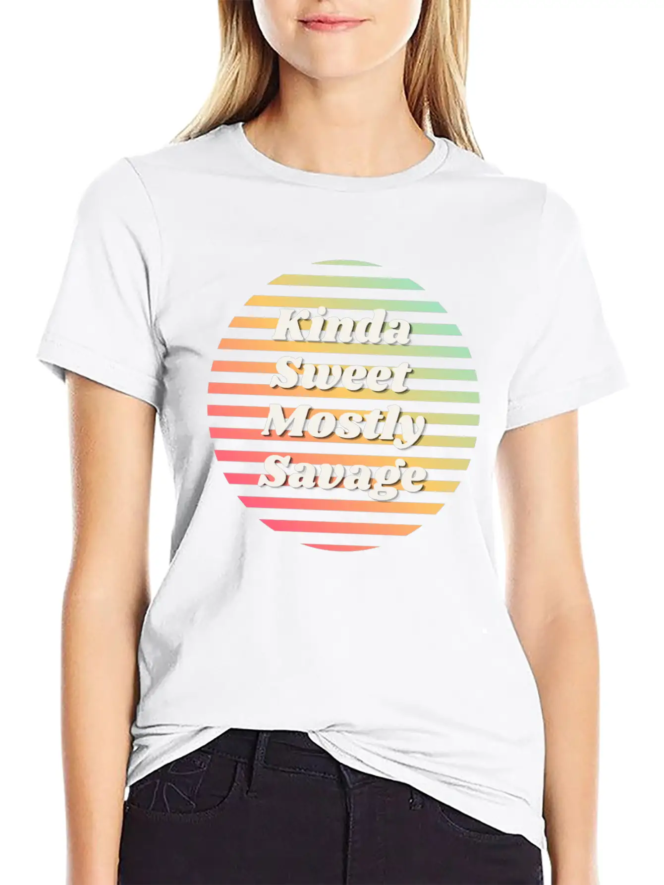 Kinda Sweet Mostly Savage Retro Simple Everyday Graphic Tee – Lightweight Summer Wear
