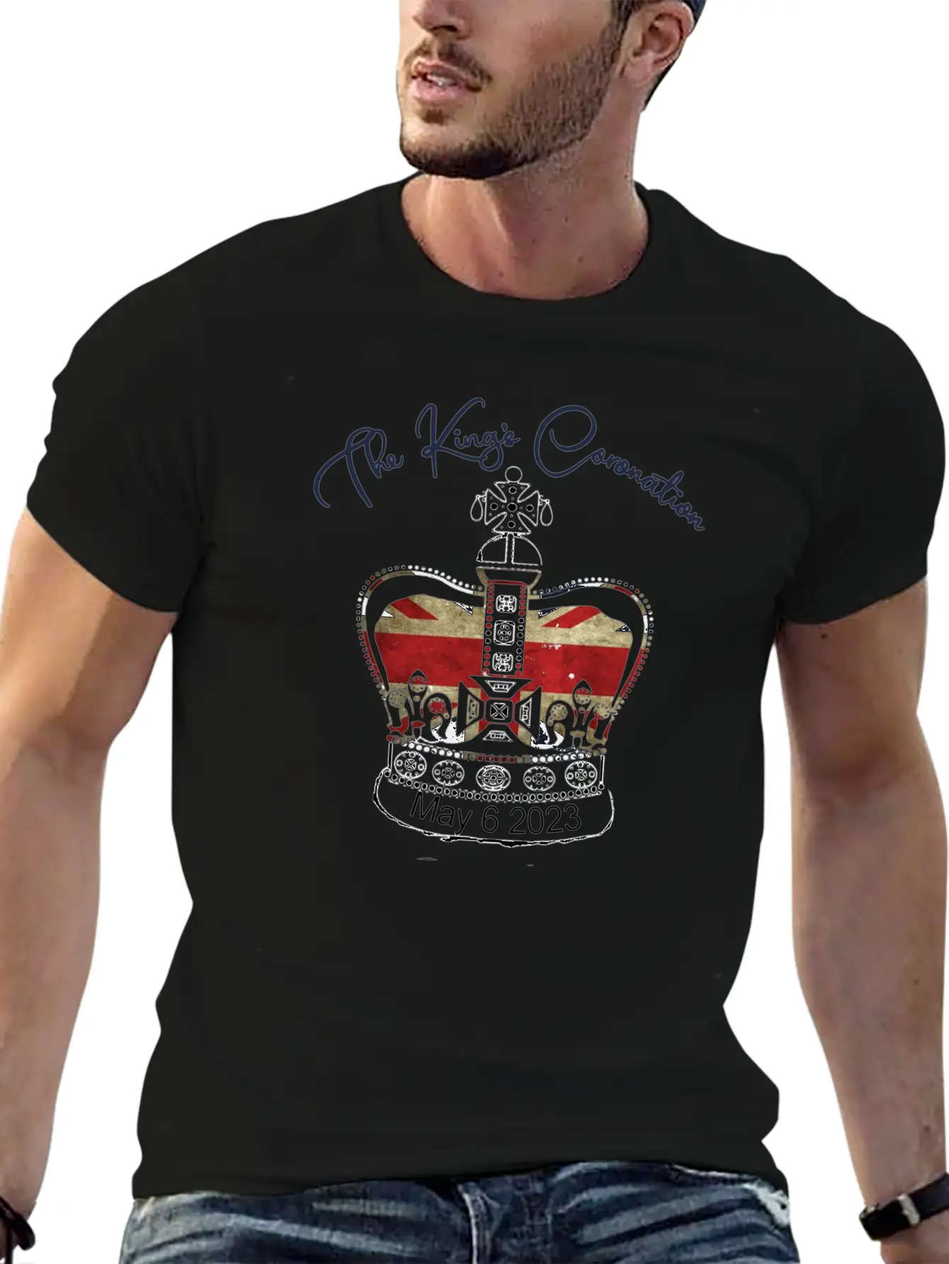 King Charles III Coronation Union Jack Gold Crown Stylish Everyday T-Shirt – Unisex Basic Cotton Tee