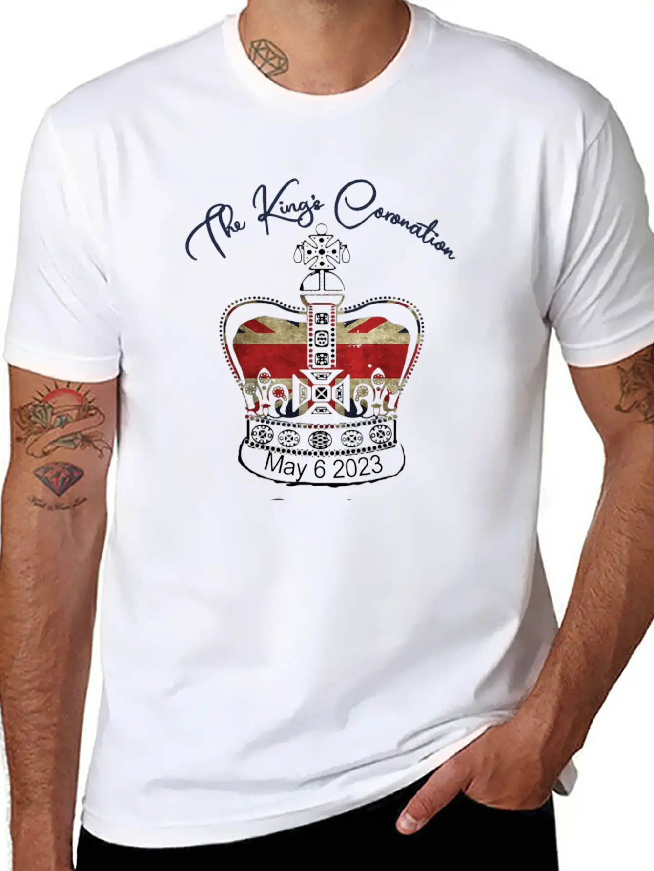 King Charles III Coronation Union Jack Gold Crown Stylish Everyday T-Shirt – Unisex Basic Cotton Tee
