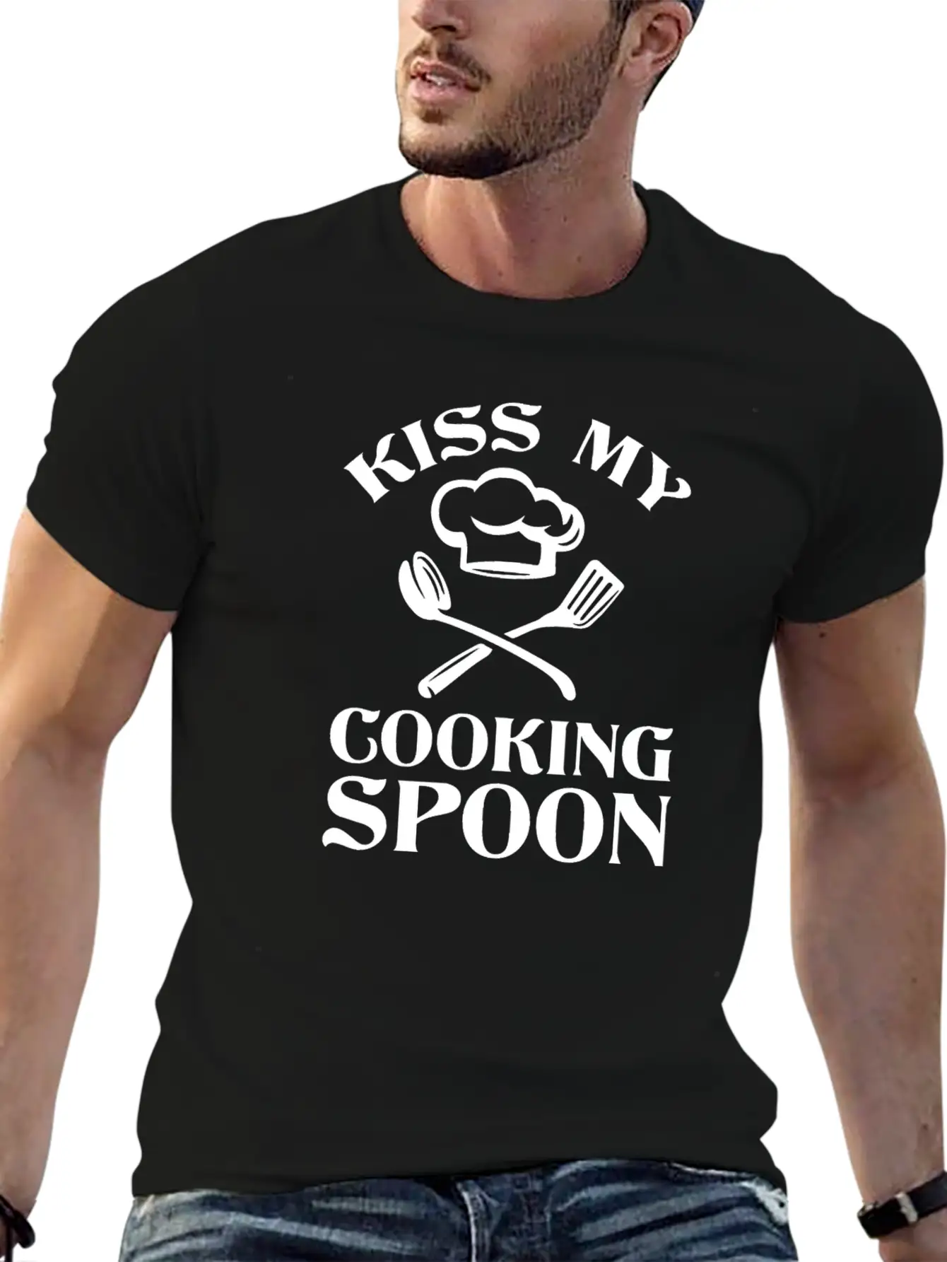 Kiss My Cooking Spoon Simple Everyday Graphic Tee – Lightweight Summer Wear