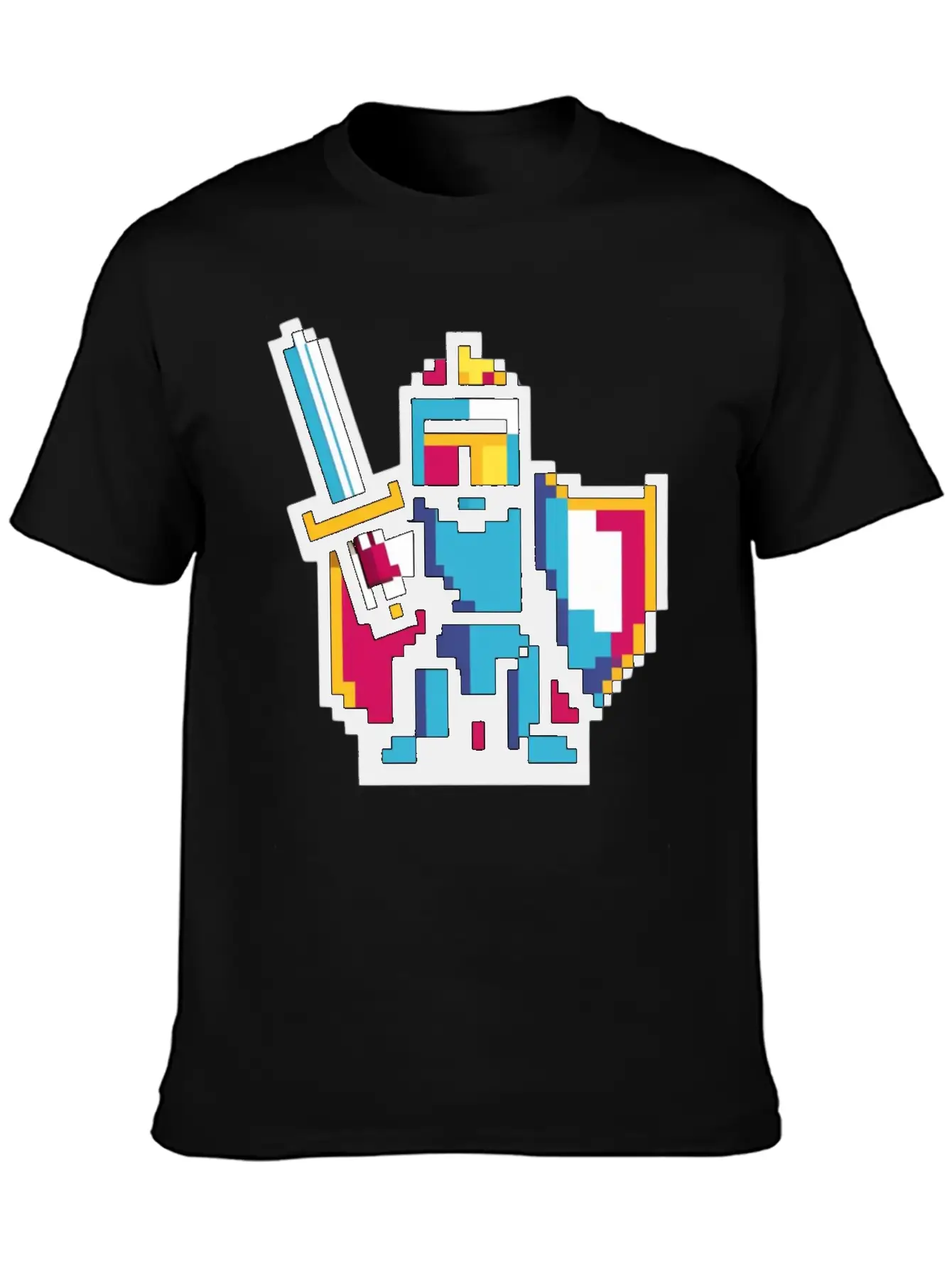 Knight Pixel Art Basic Graphic T-Shirt – Daily Comfort In Soft Cotton