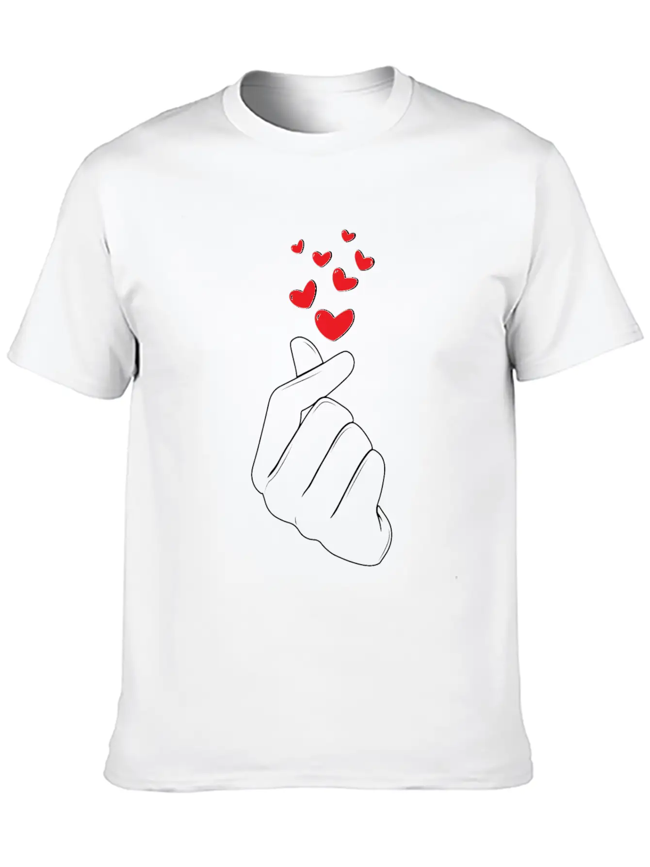 Korean Finger Heart K-Pop Love K-Drama Basic Graphic T-Shirt – Daily Comfort In Soft Cotton