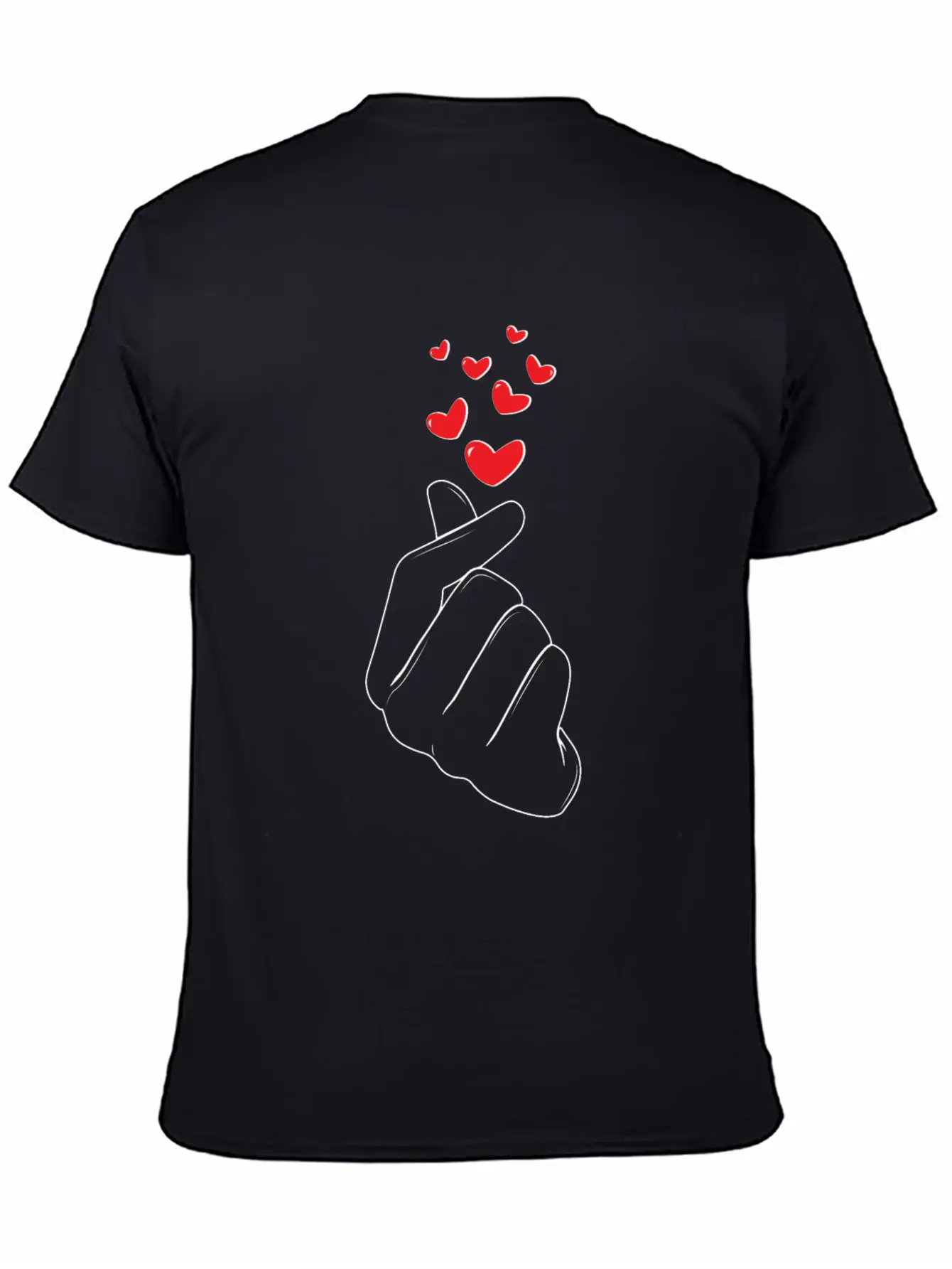 Korean Finger Heart K-Pop Love K-Drama Basic Graphic T-Shirt – Daily Comfort In Soft Cotton